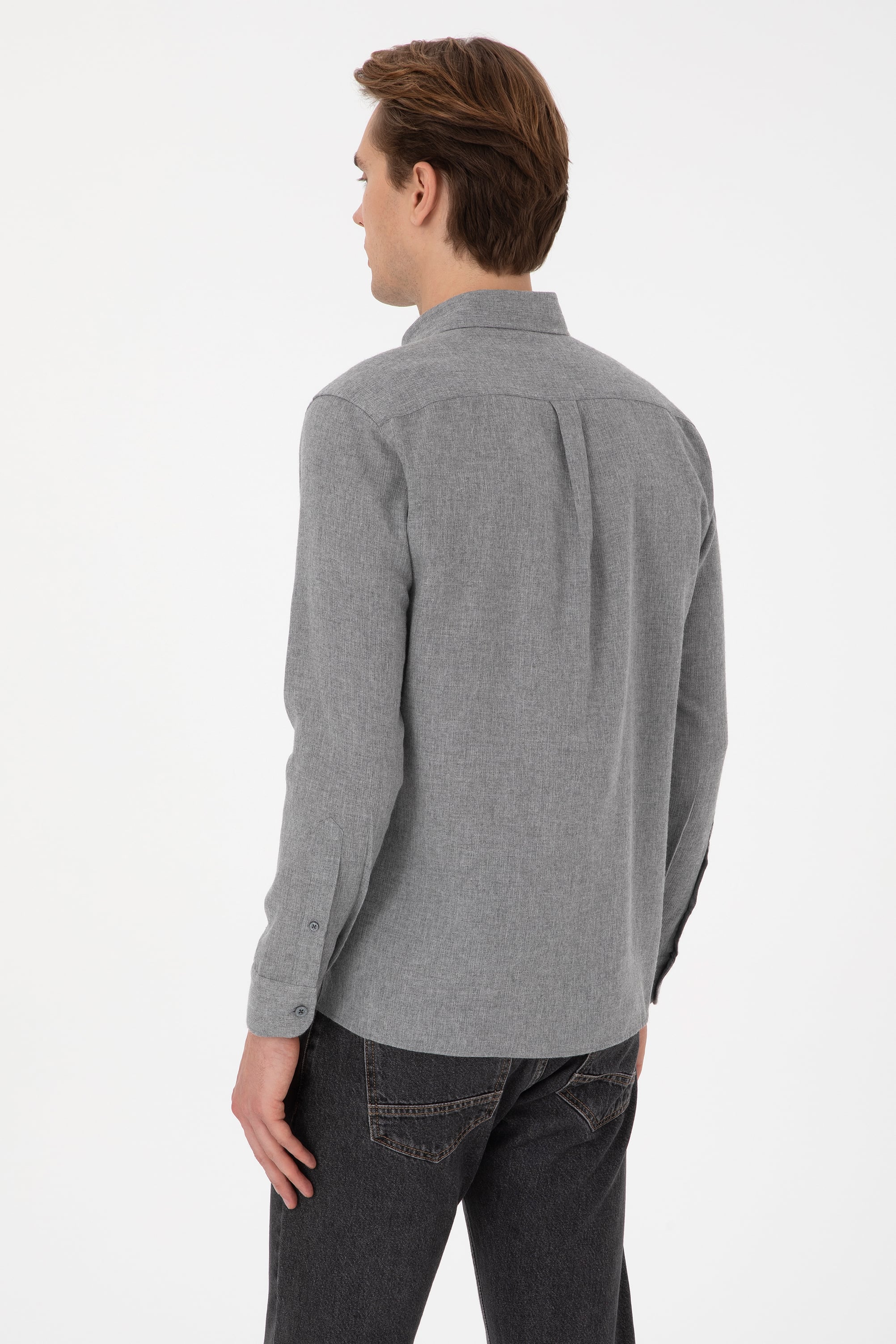 Erkek Gri Uzun Kollu Gömlek - 50308596017