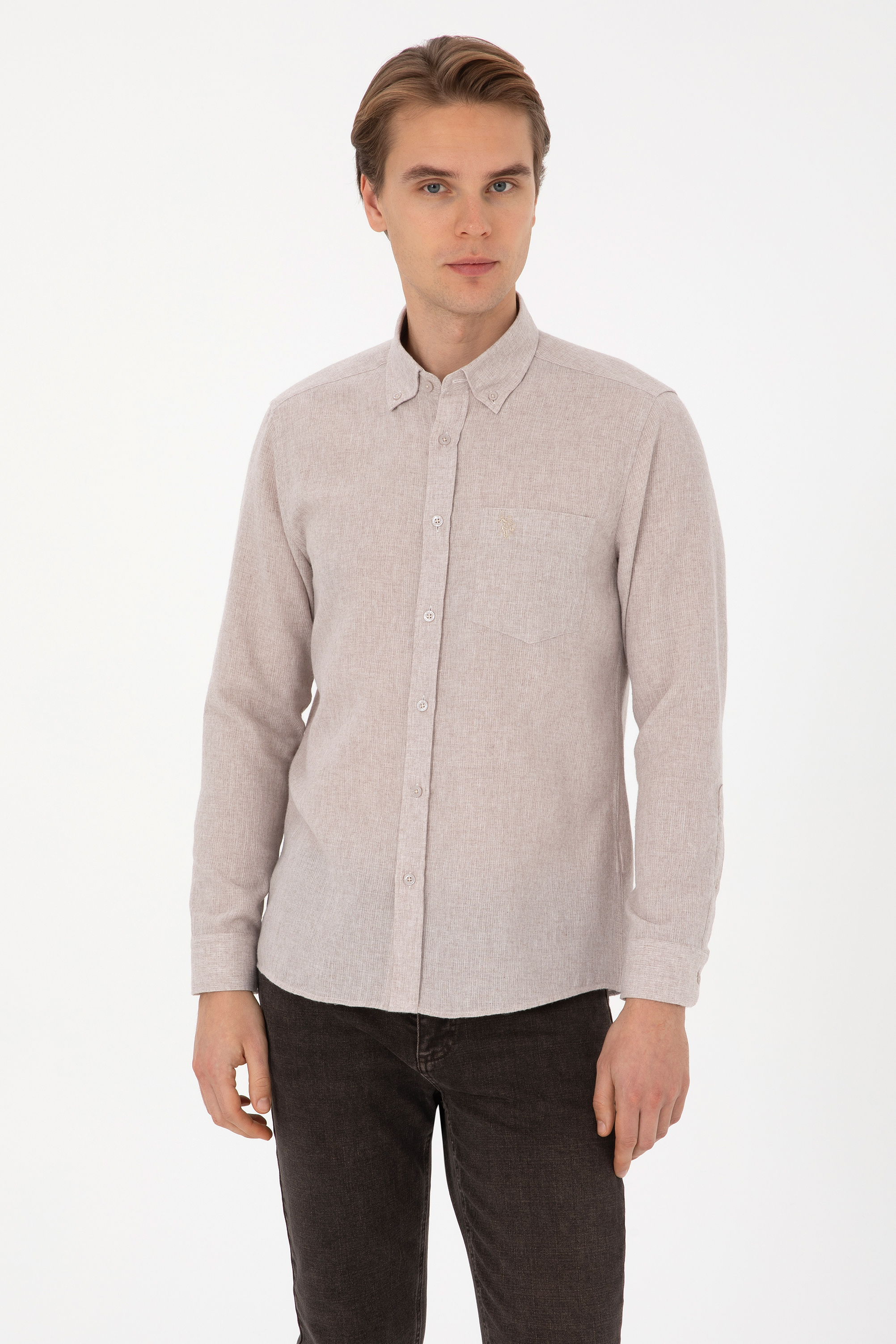 Erkek Taş Uzun Kollu Gömlek