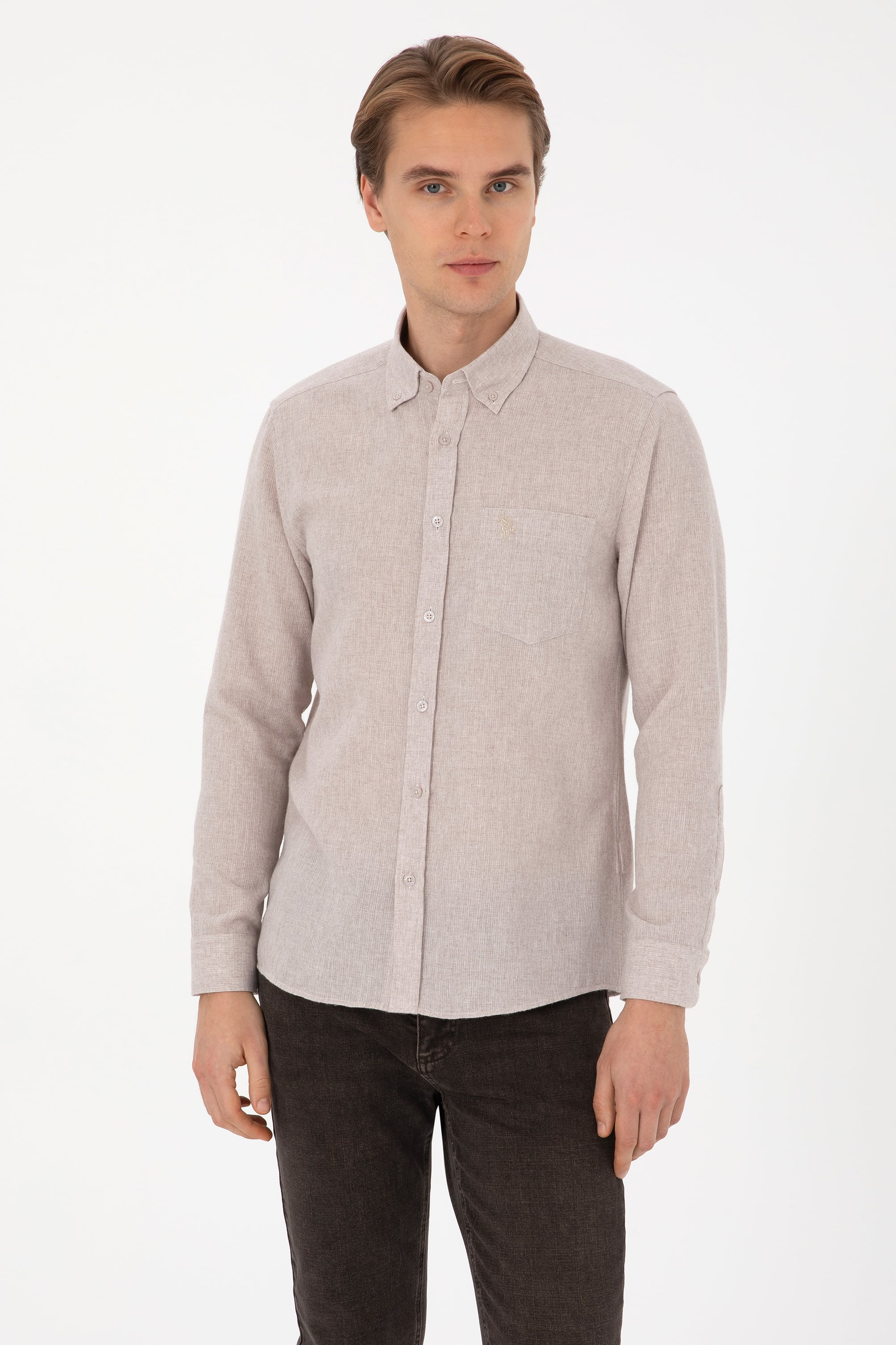 Erkek Taş Uzun Kollu Gömlek