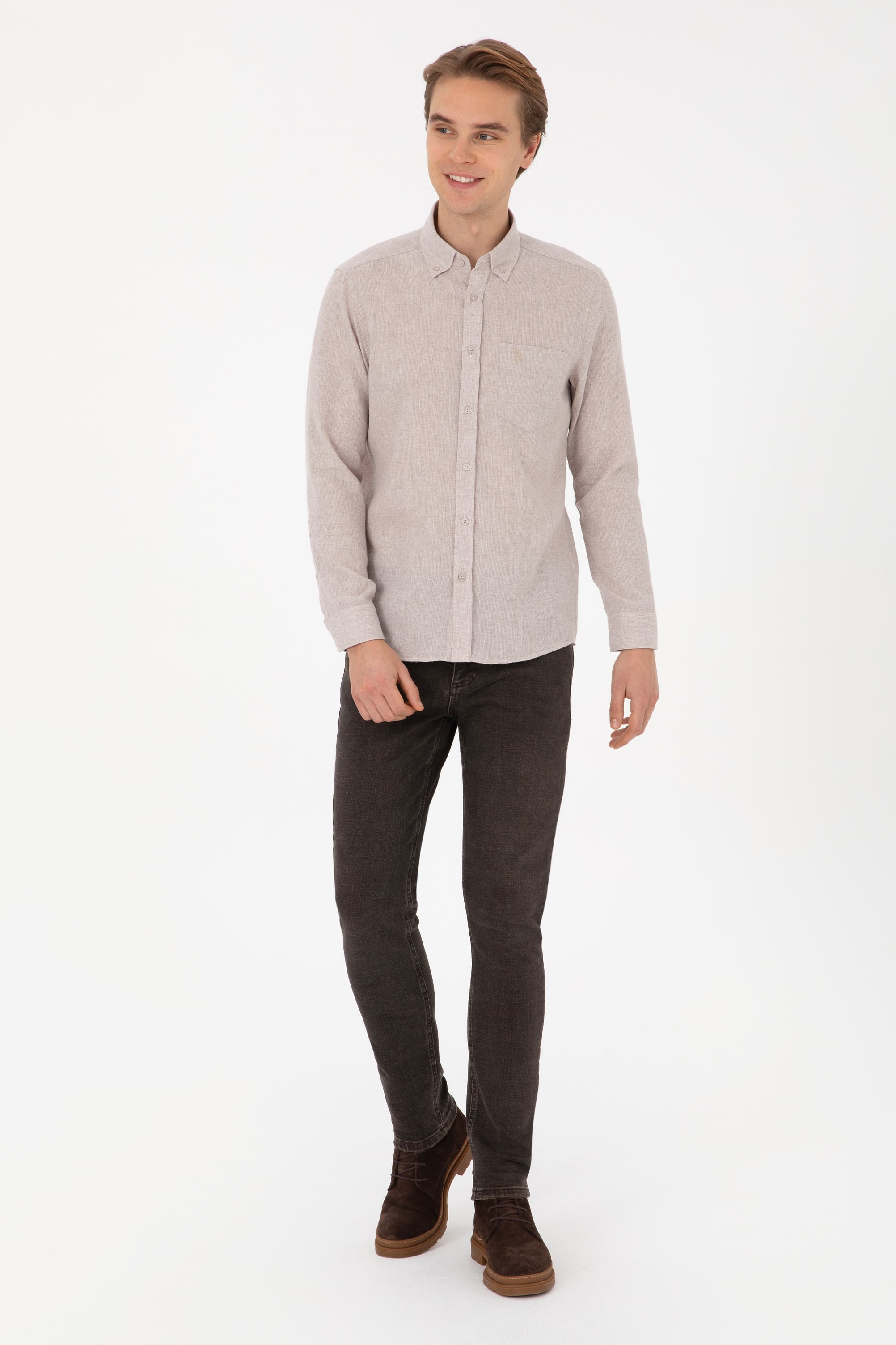 Erkek Taş Uzun Kollu Gömlek - 50308596009