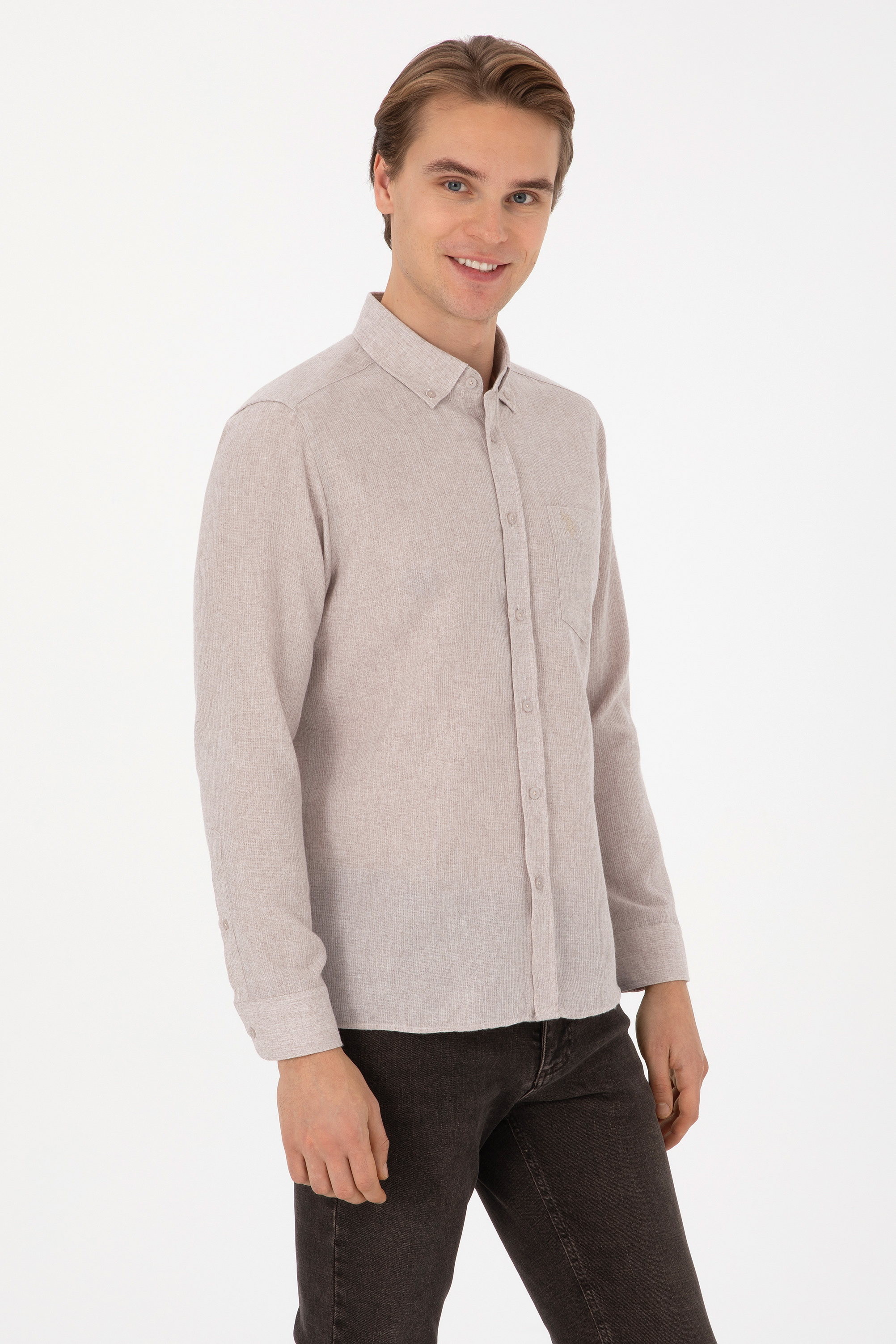 Erkek Taş Uzun Kollu Gömlek - 50308596009