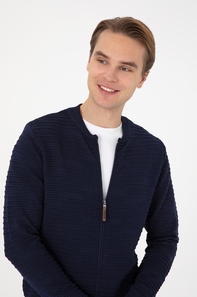 Erkek Lacivert Triko Hırka