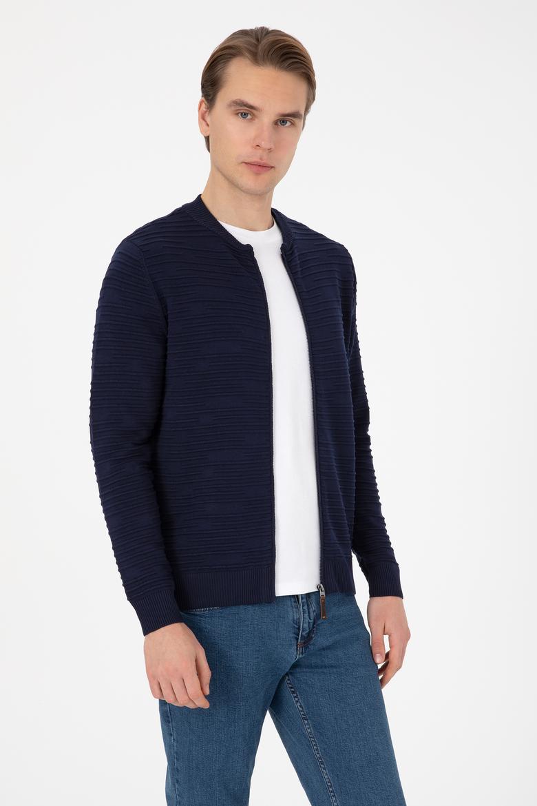 Erkek Lacivert Triko Hırka - 50308486006