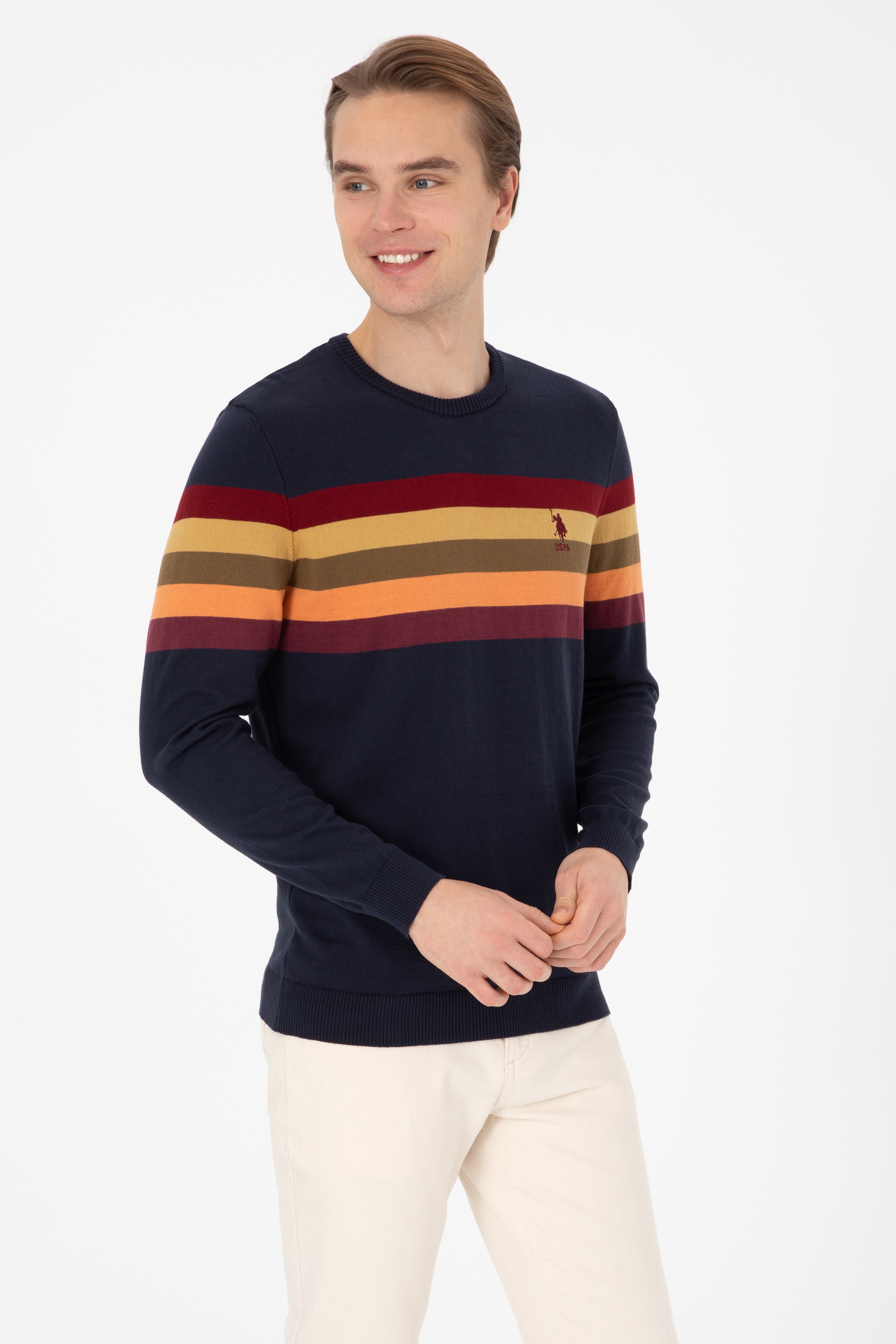 Erkek Regular Fit Bisiklet Yaka Lacivert Kazak
