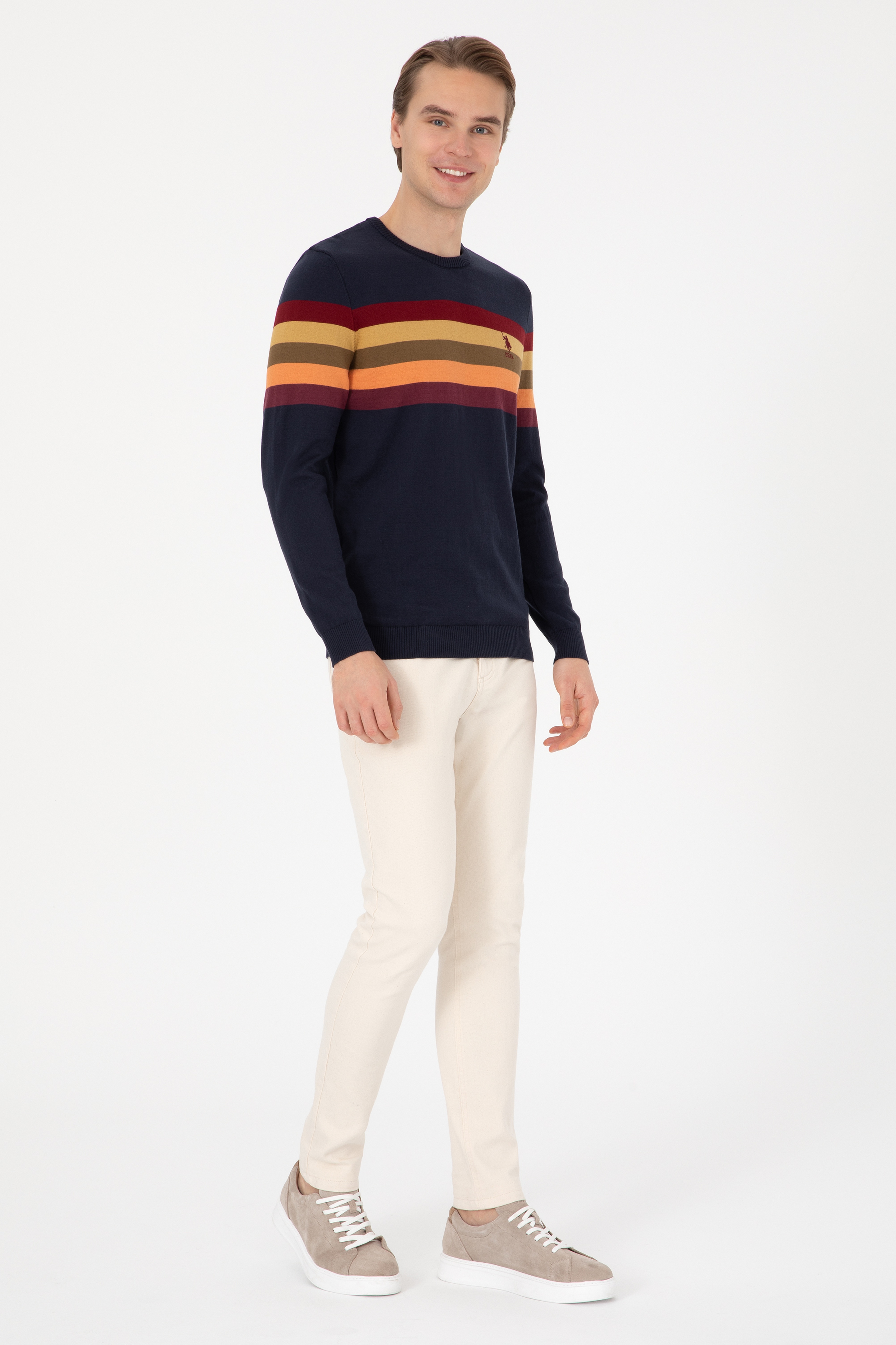 Erkek Regular Fit Bisiklet Yaka Lacivert Kazak - Image 4