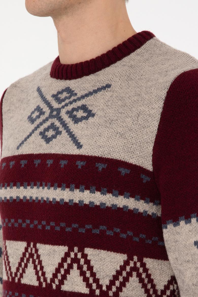 Erkek Bordo Kazak - 50308249017