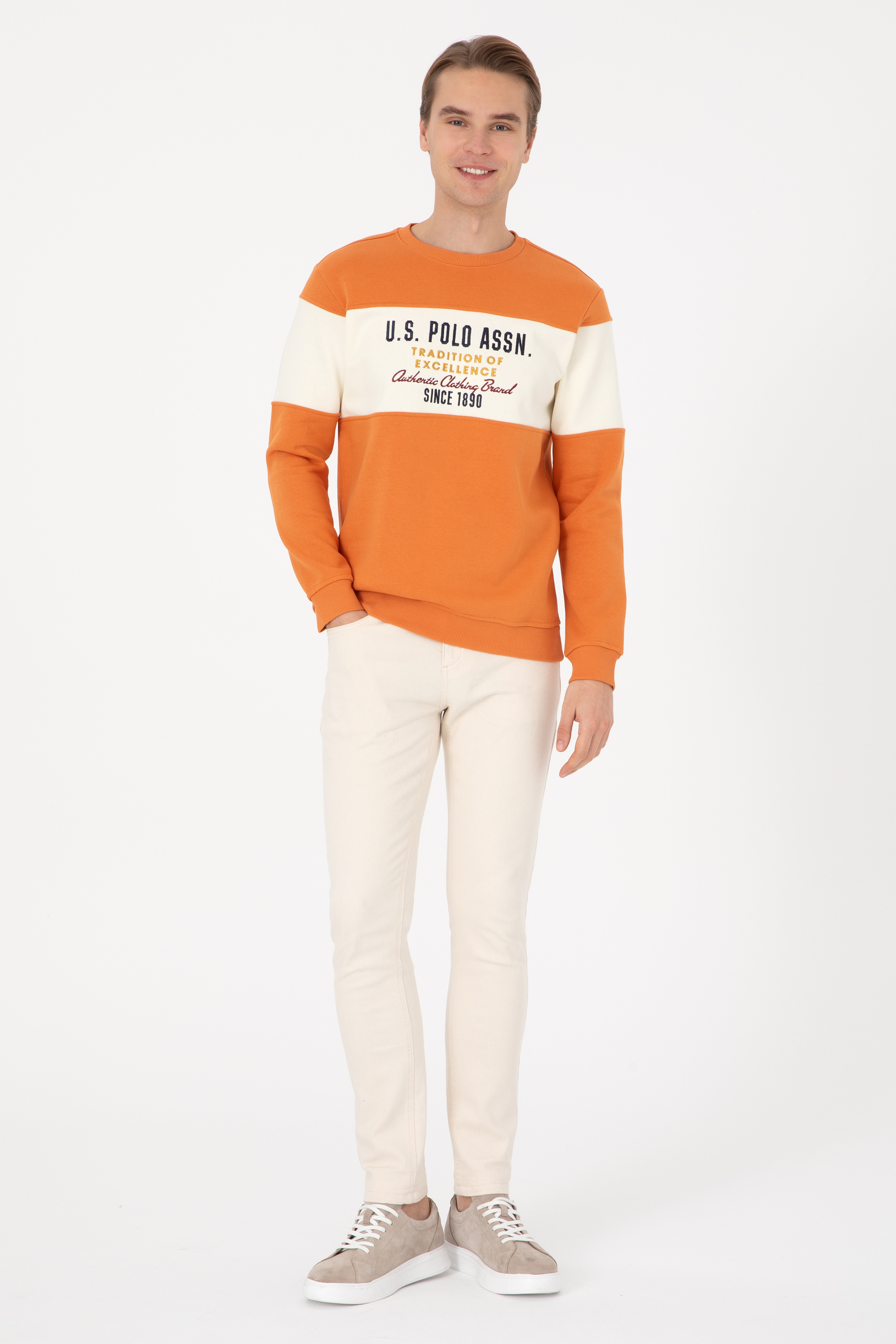 Erkek Regular Fit Bisiklet Yaka Bakır Sweatshirt