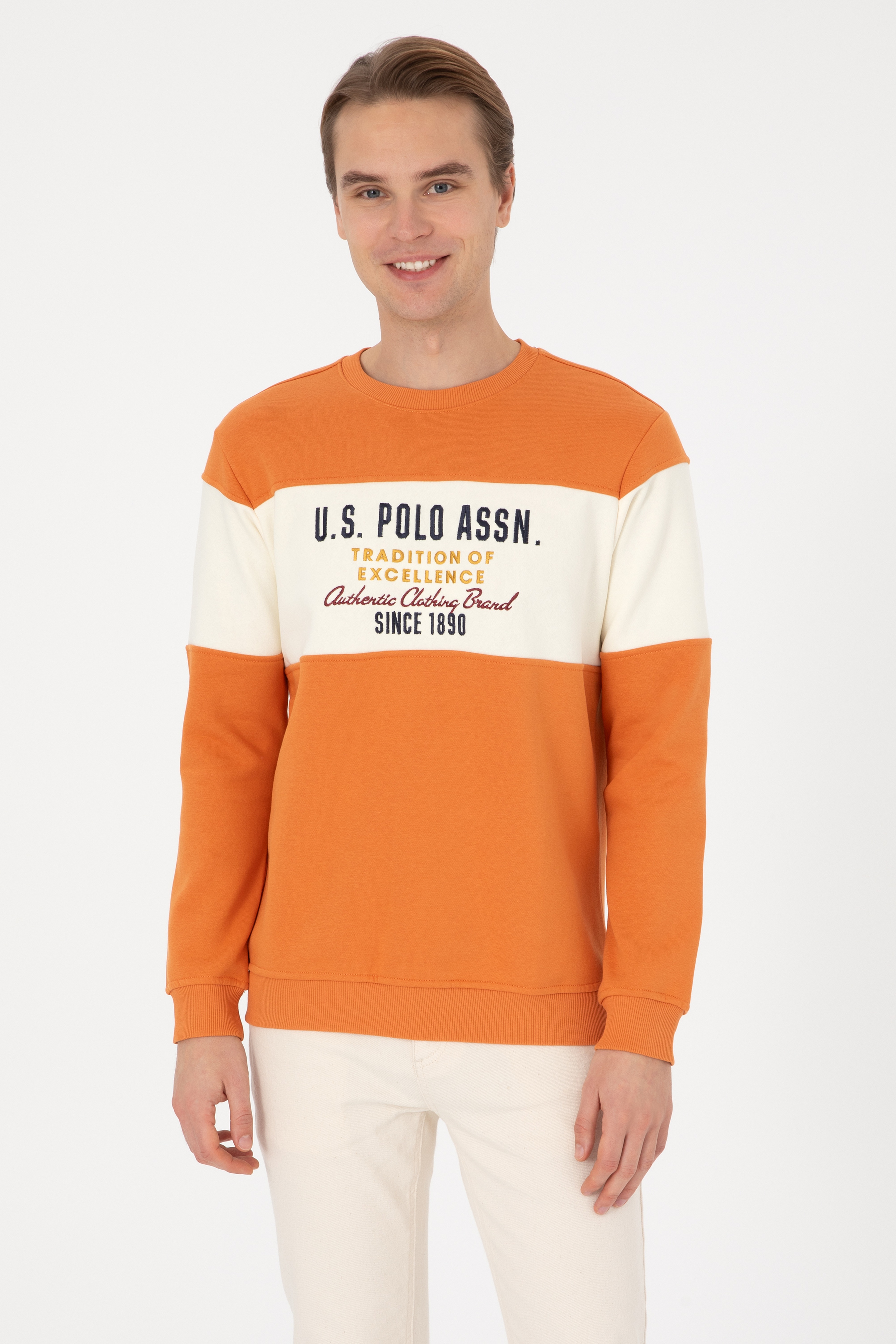 Erkek Regular Fit Bisiklet Yaka Bakır Sweatshirt - Image 1