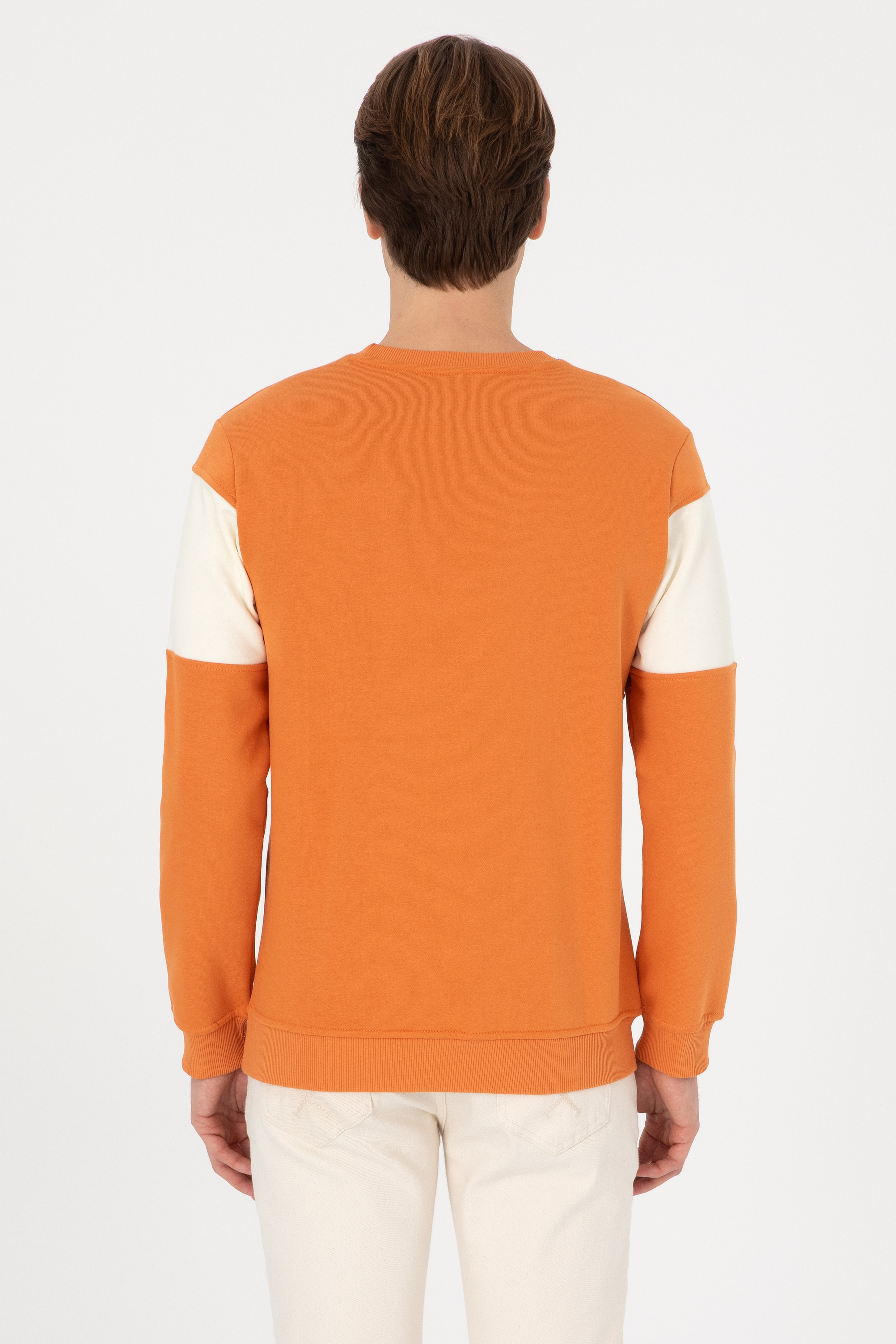 Erkek Regular Fit Bisiklet Yaka Bakır Sweatshirt