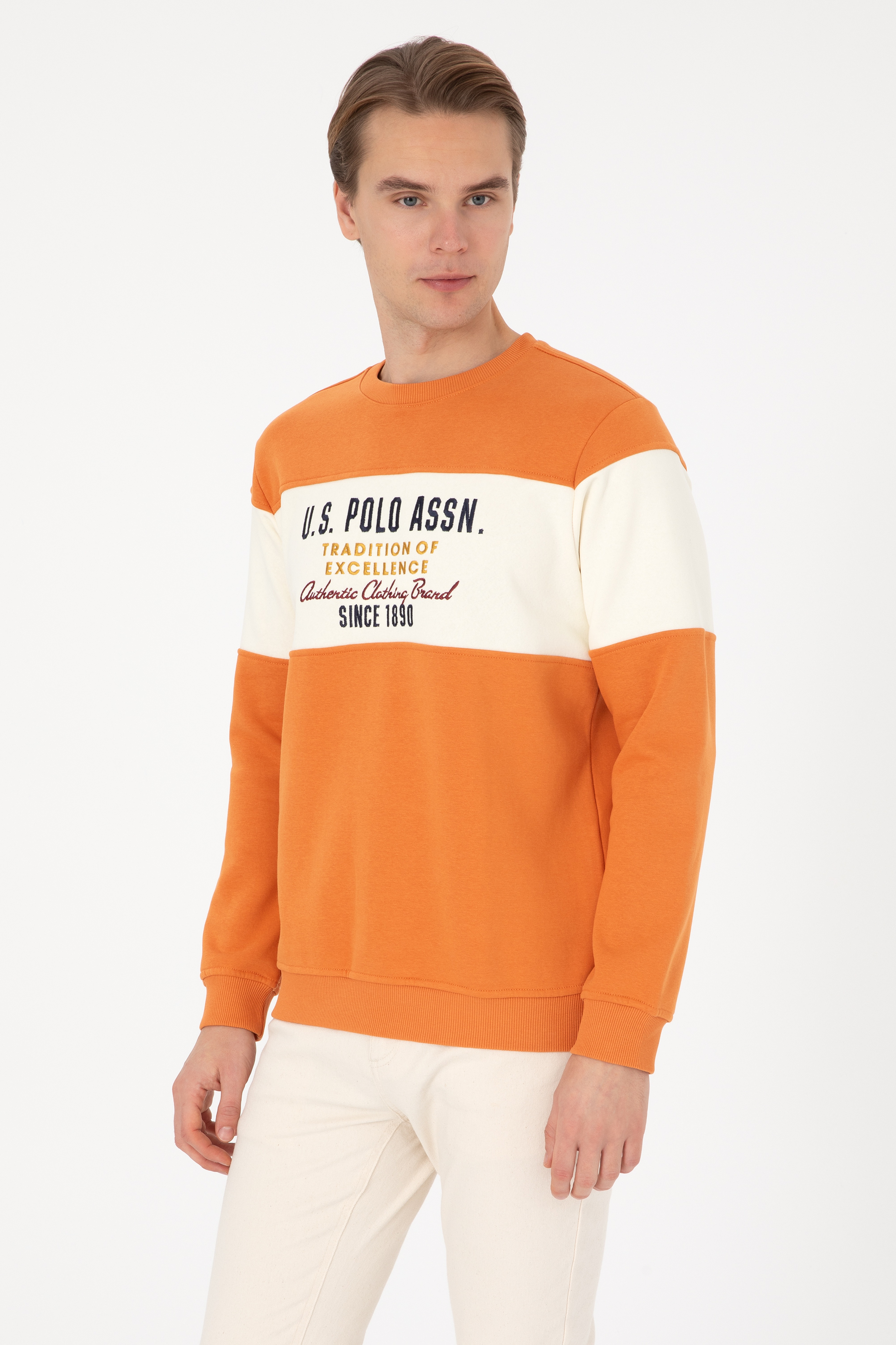 Erkek Regular Fit Bisiklet Yaka Bakır Sweatshirt