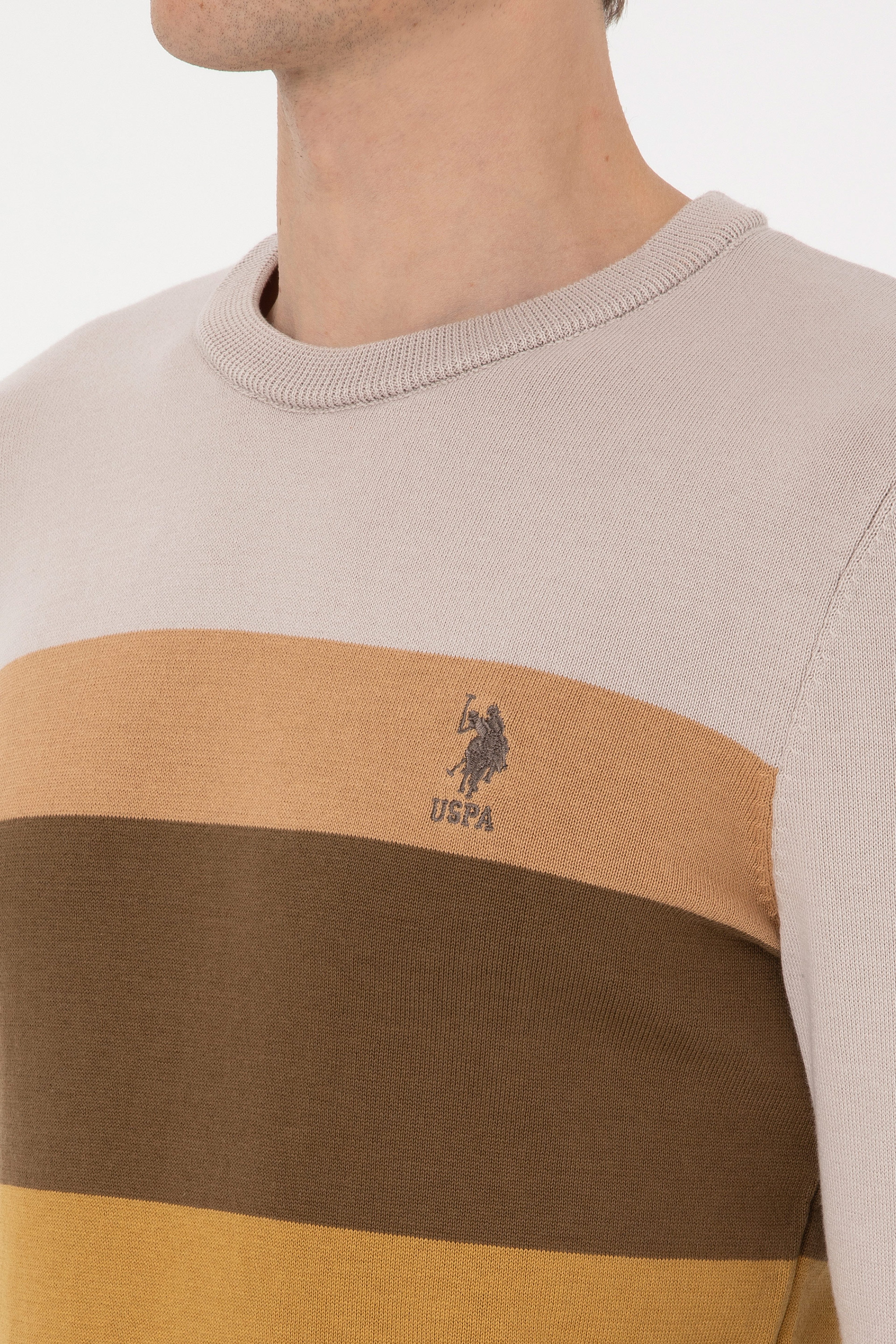 Erkek Regular Fit Bisiklet Yaka Taş Kazak - Image 7
