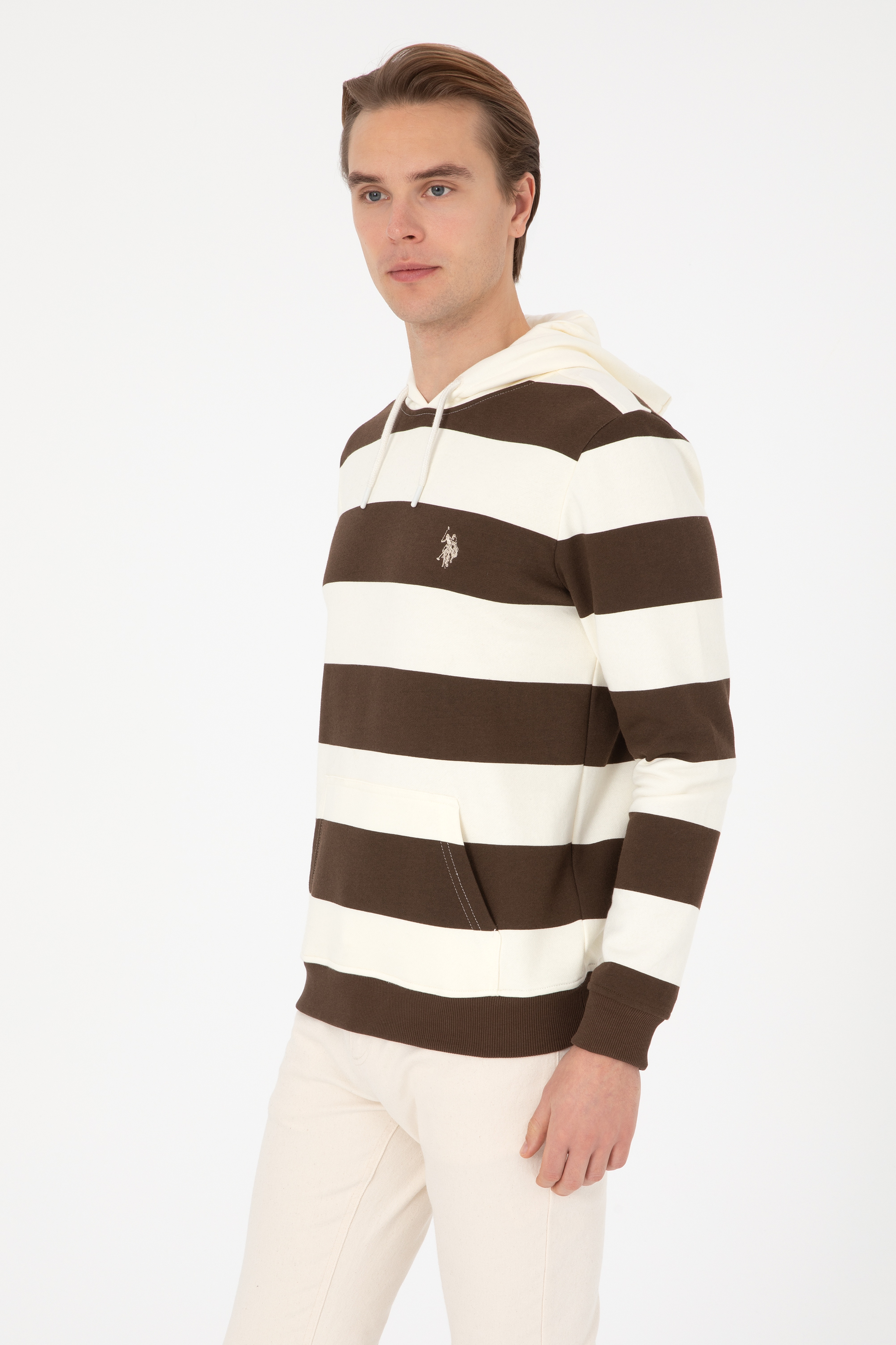 Erkek Regular Fit Kapüşonlu Kahverengi Sweatshirt