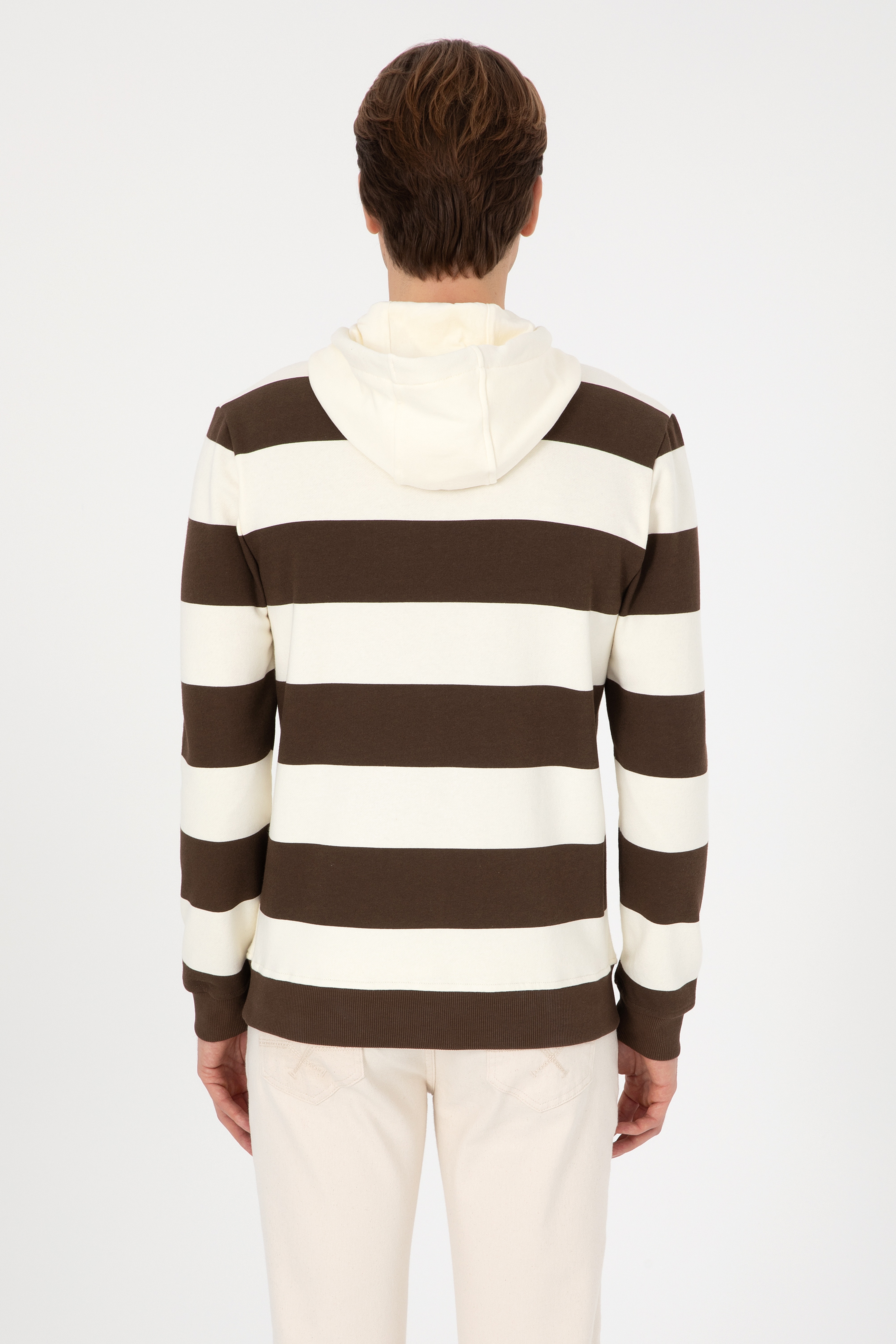 Erkek Regular Fit Kapüşonlu Kahverengi Sweatshirt