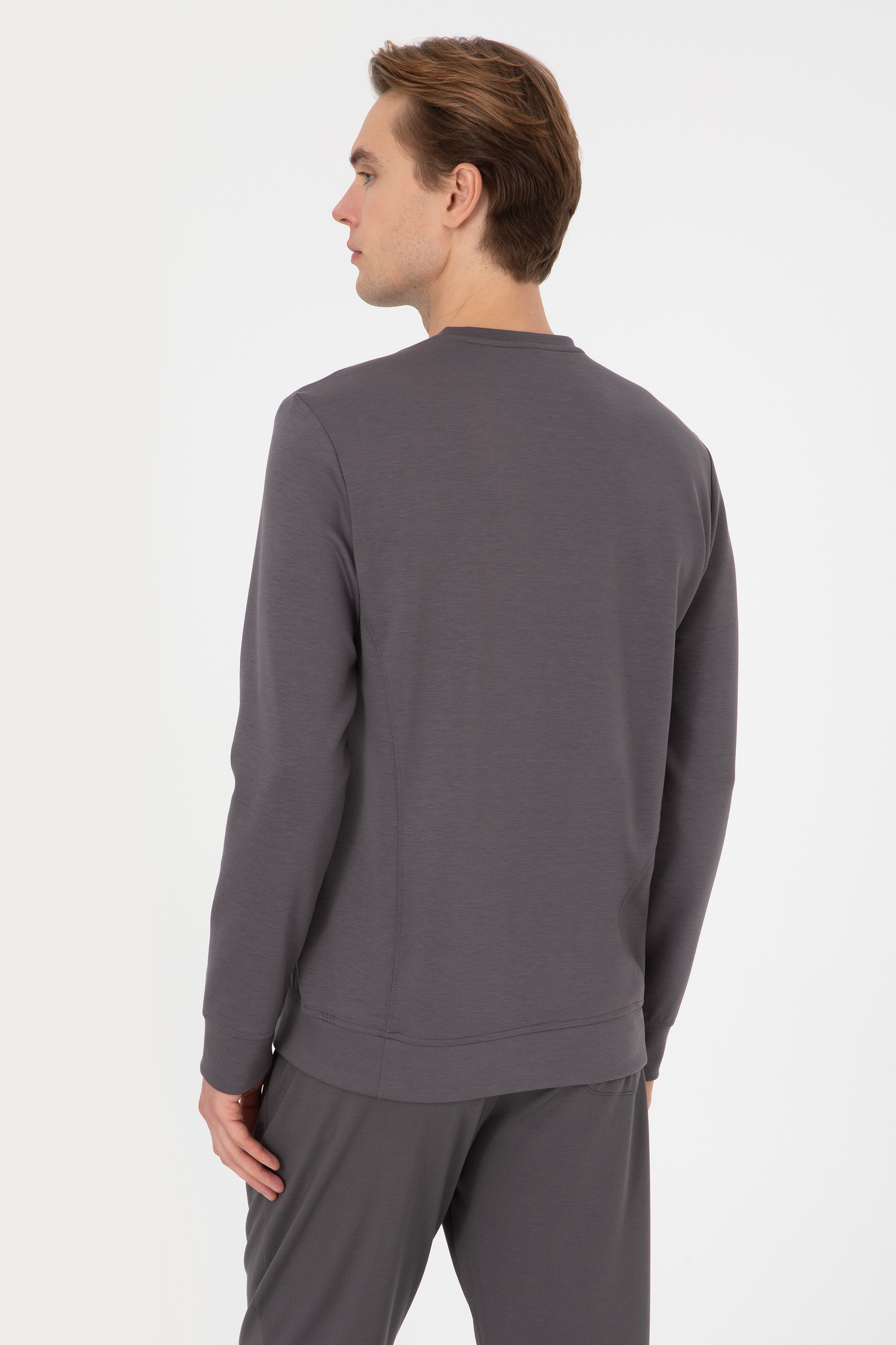 Erkek Regular Fit Bisiklet Yaka Gri Sweatshirt - Image 5