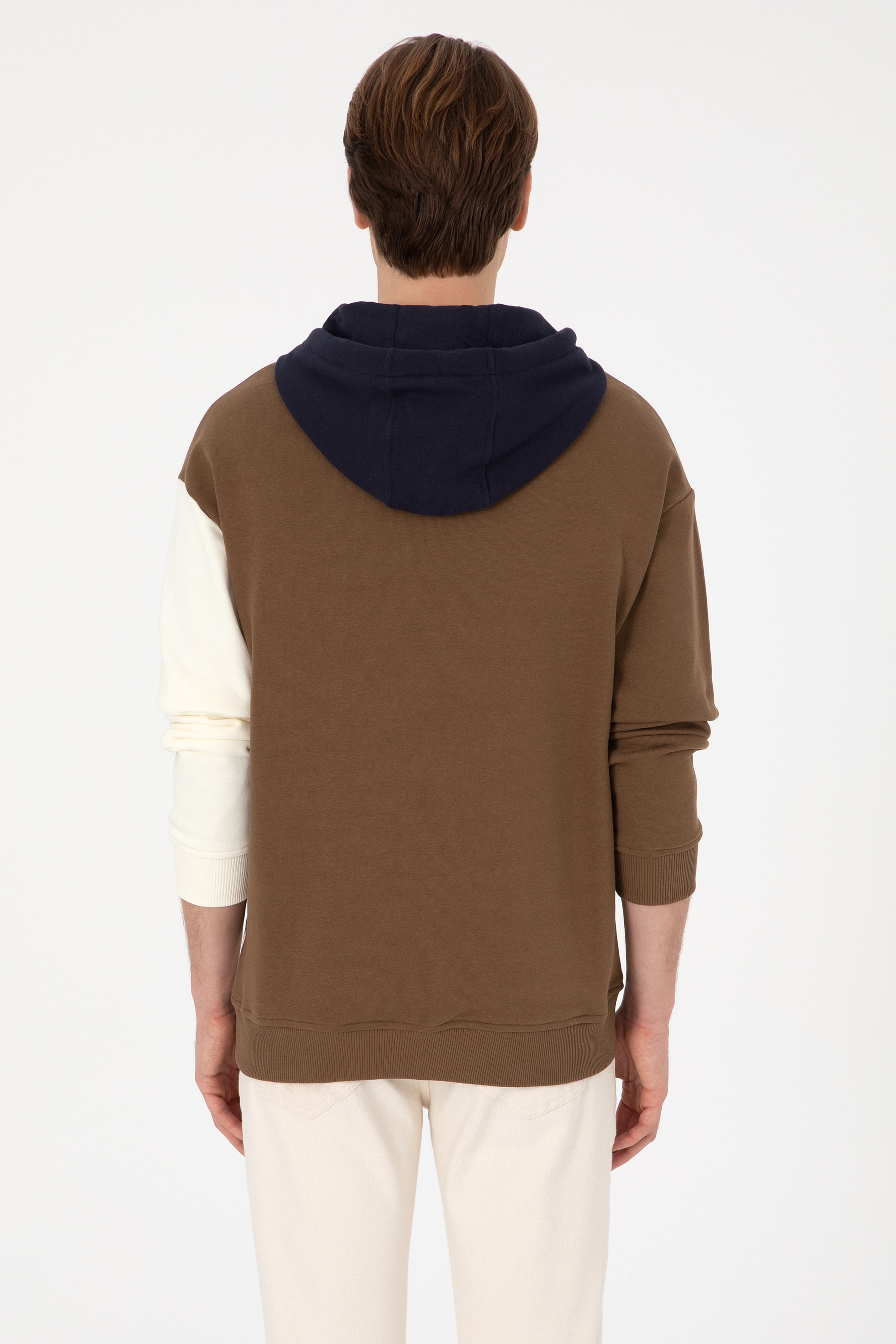 Erkek Comfort Fit Kapülonlu Haki Sweatshirt