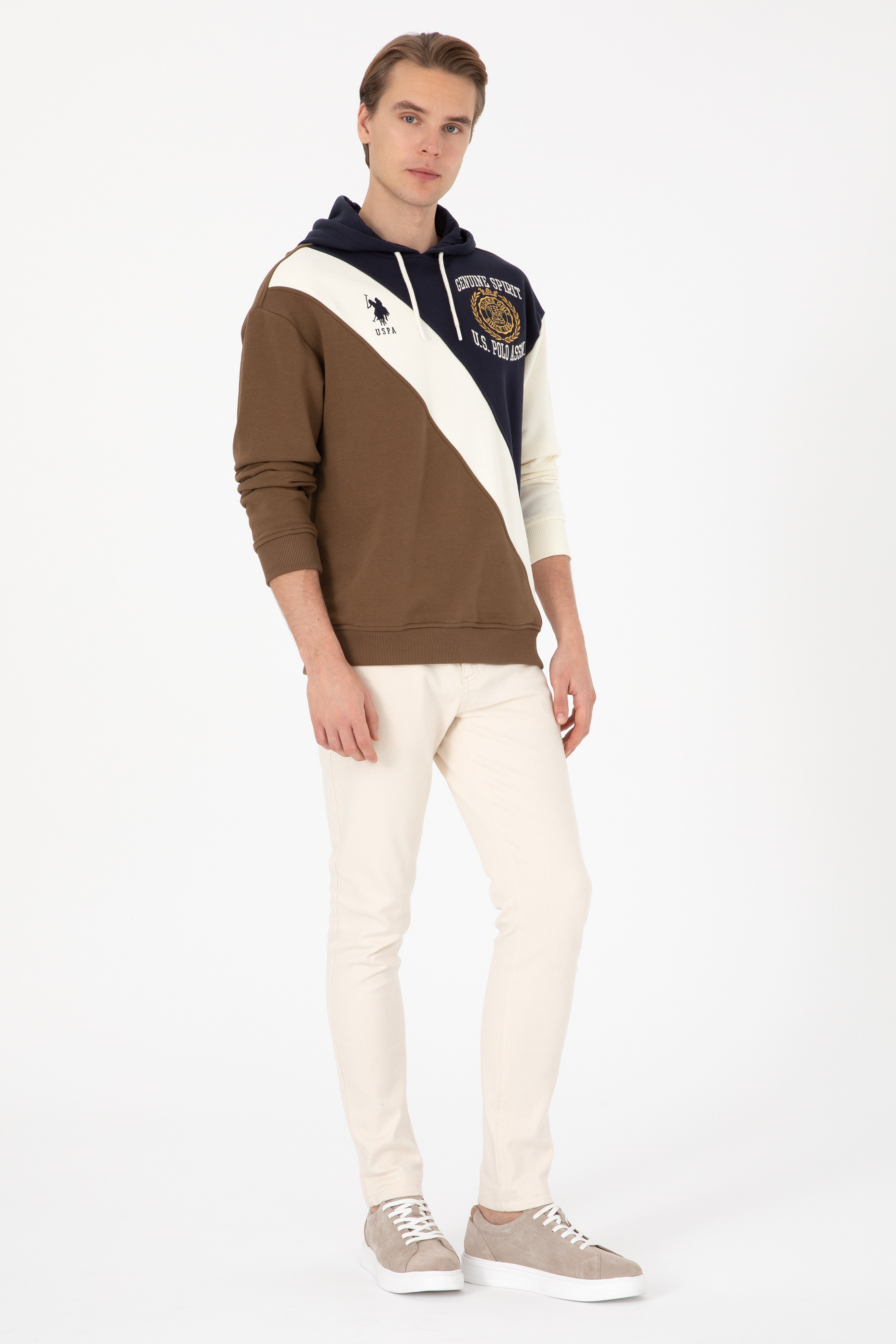 Erkek Comfort Fit Kapülonlu Haki Sweatshirt