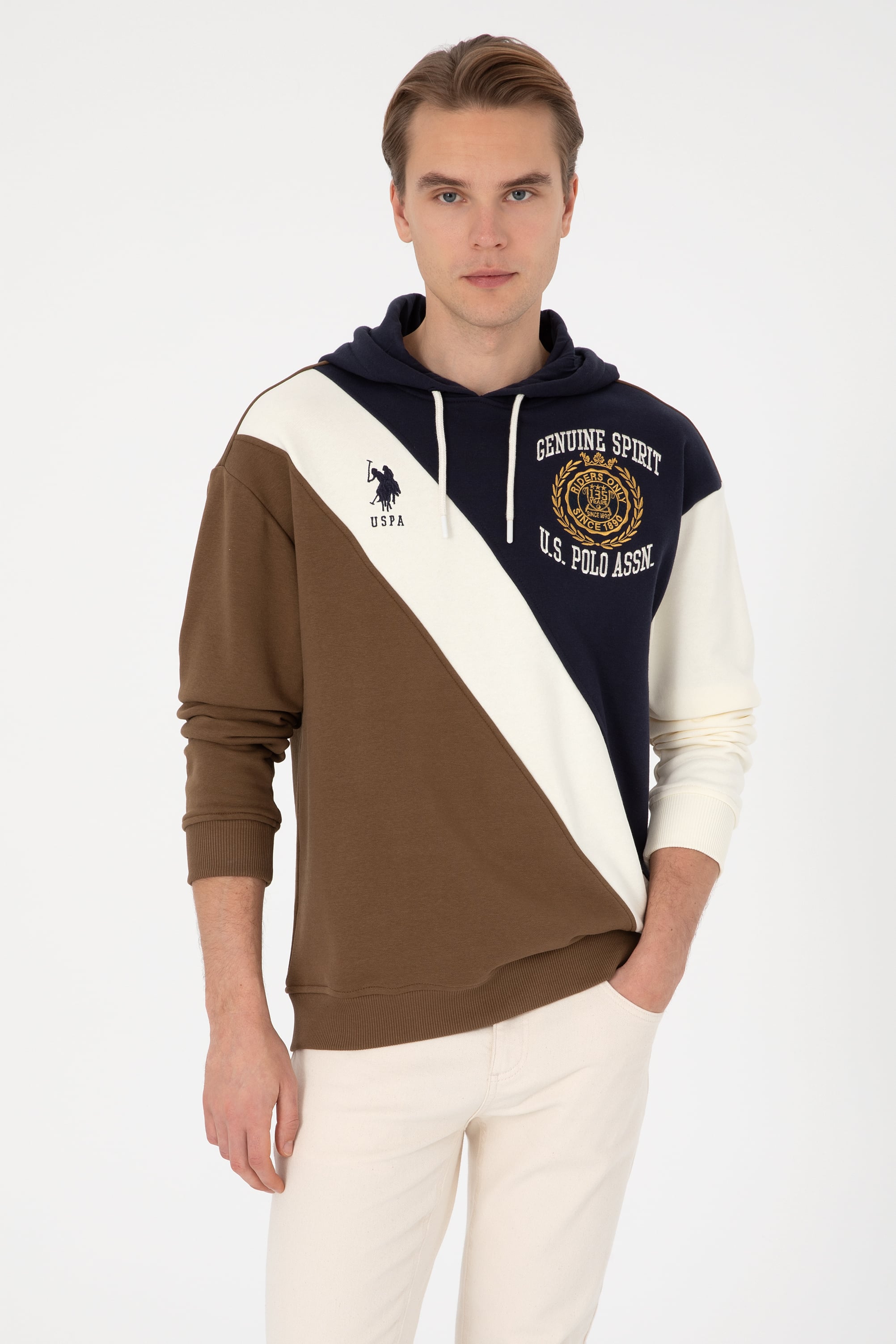Erkek Comfort Fit Kapülonlu Haki Sweatshirt - Image 1