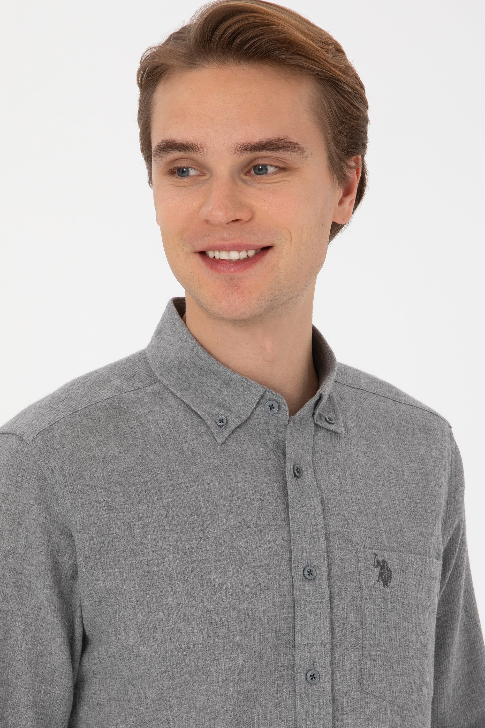 Erkek Gri Uzun Kollu Gömlek - 50308596017