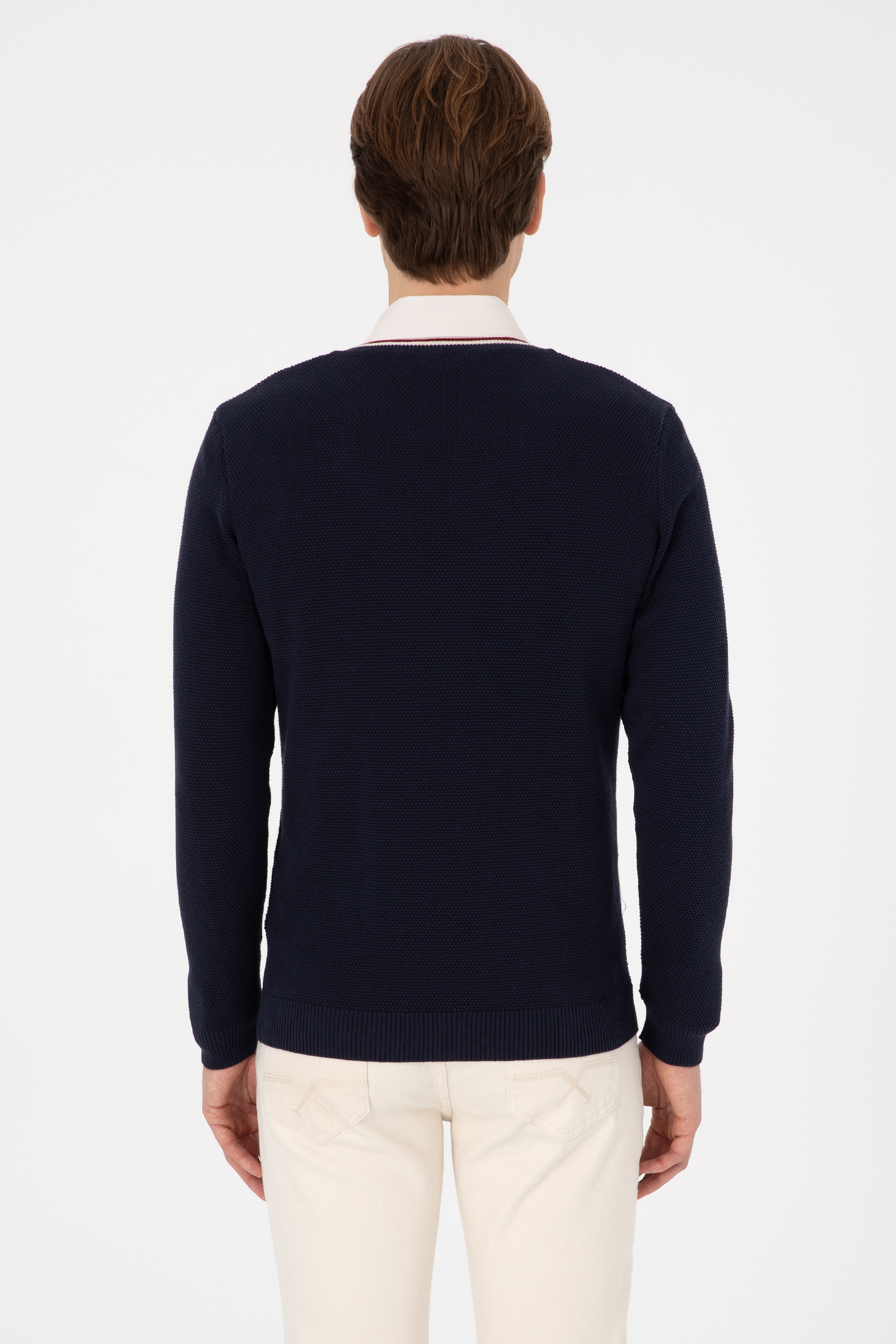 Erkek Regular Fit V Yaka Lacivert Kazak
