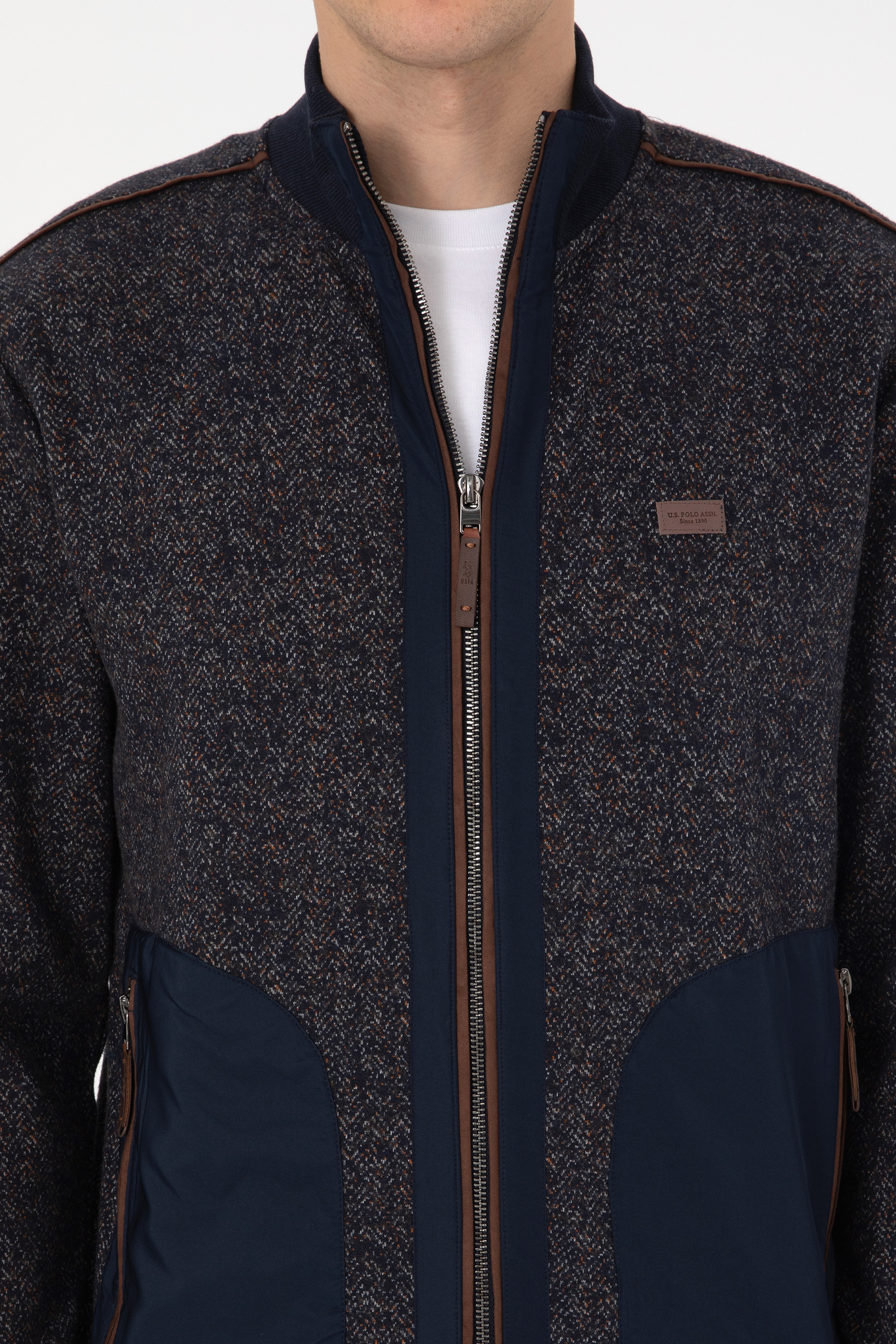 Erkek Regular Fit Lacivert Fermuarlı Örme Hırka - Image 7