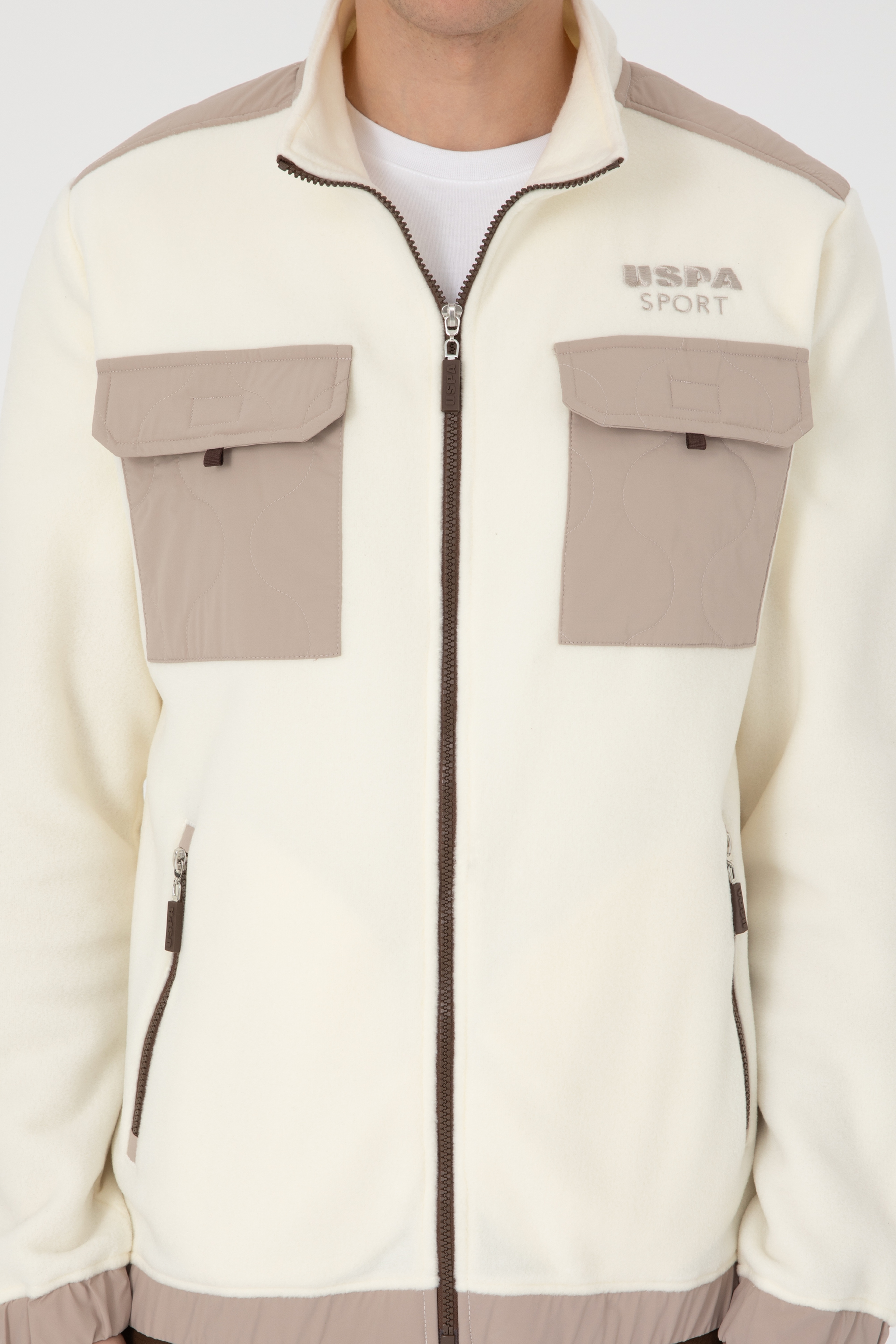 Erkek Regular Fit Krem Fermuarlı Örme Hırka - Image 6