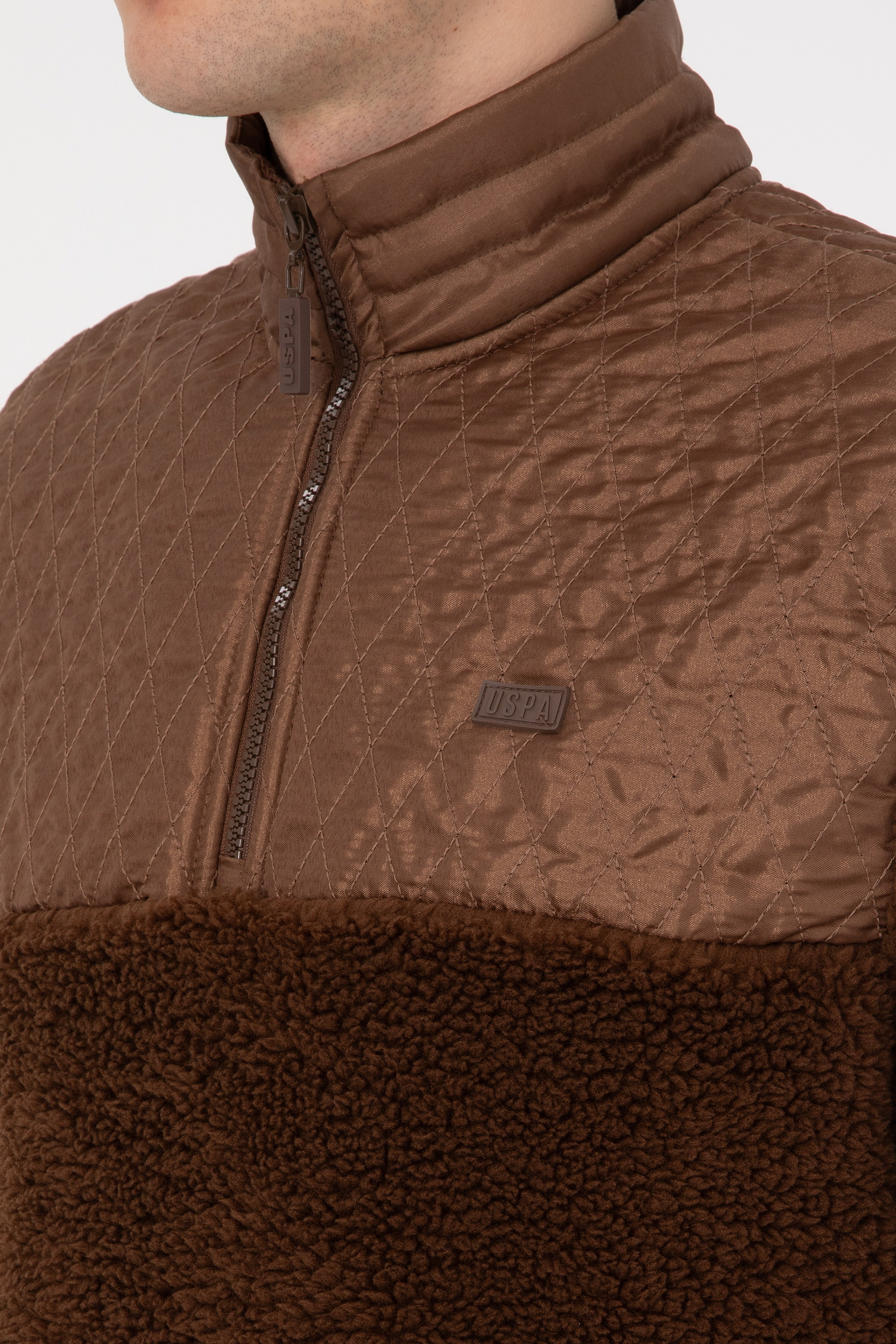 Erkek Comfort Fit Yarım Fermuarlı Kahverengi Sweatshirt - Image 7