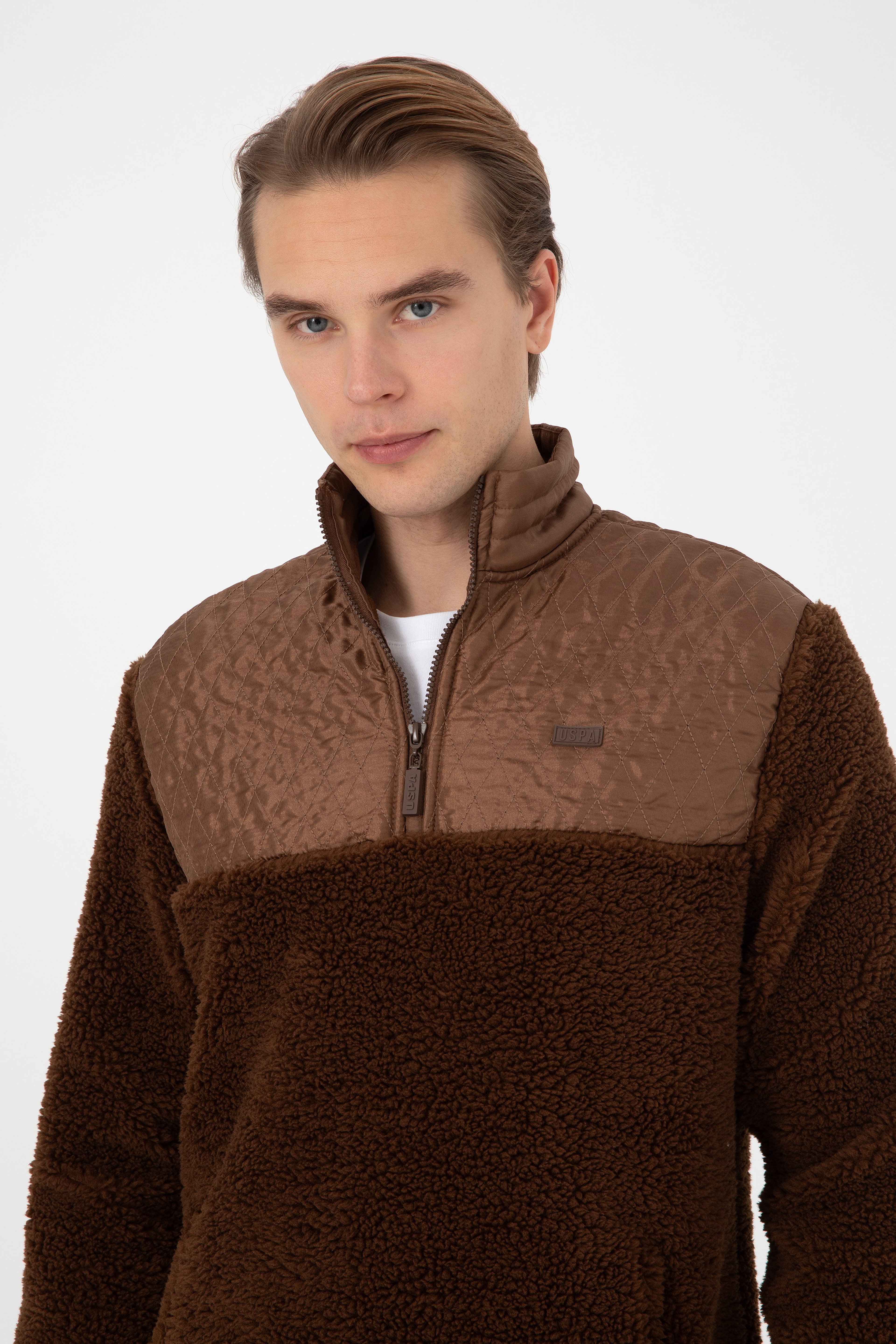 Erkek Comfort Fit Yarım Fermuarlı Kahverengi Sweatshirt - Image 2