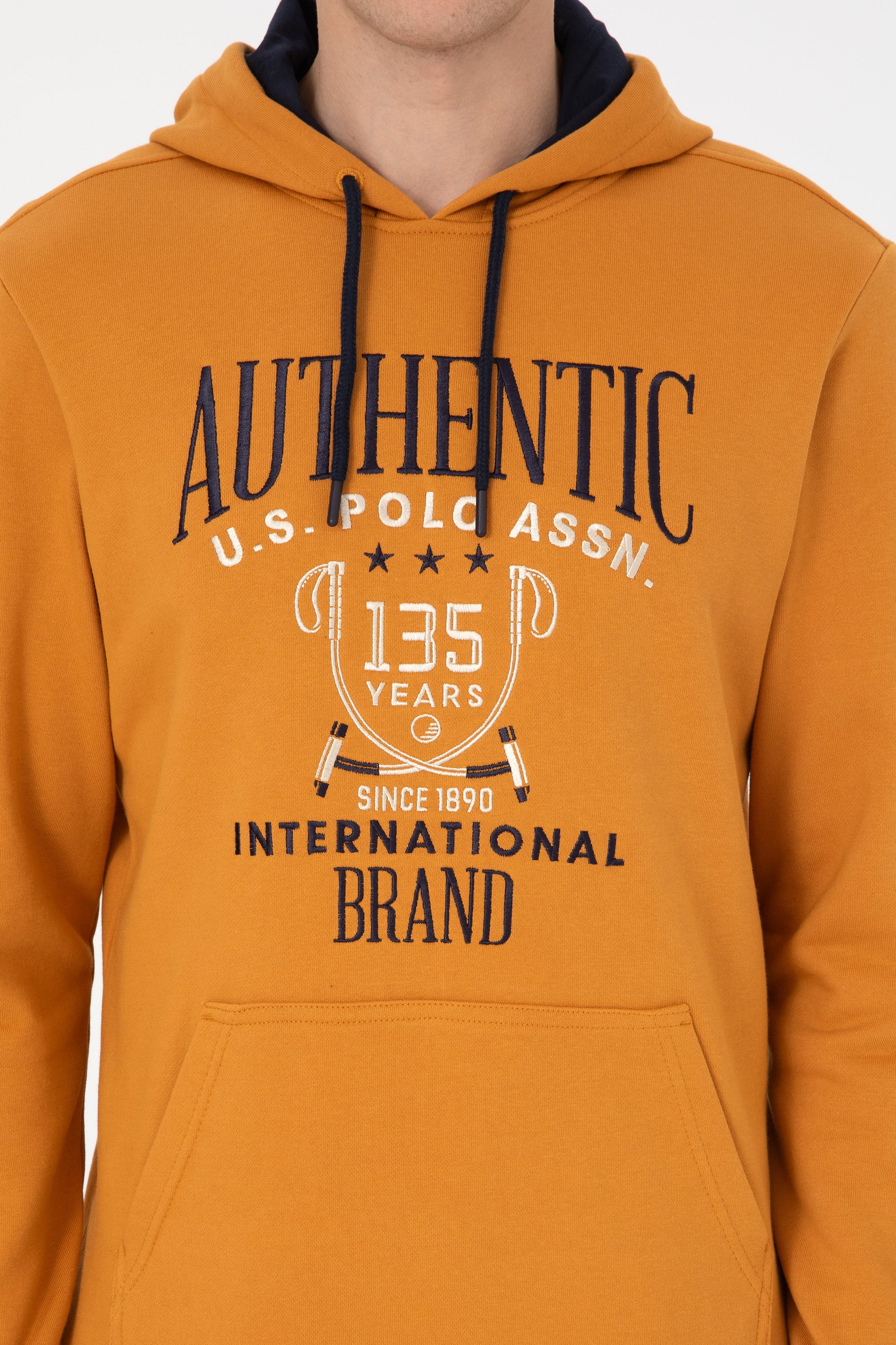 Erkek Regular Fit Kapüşonlu Hardal Sweatshirt