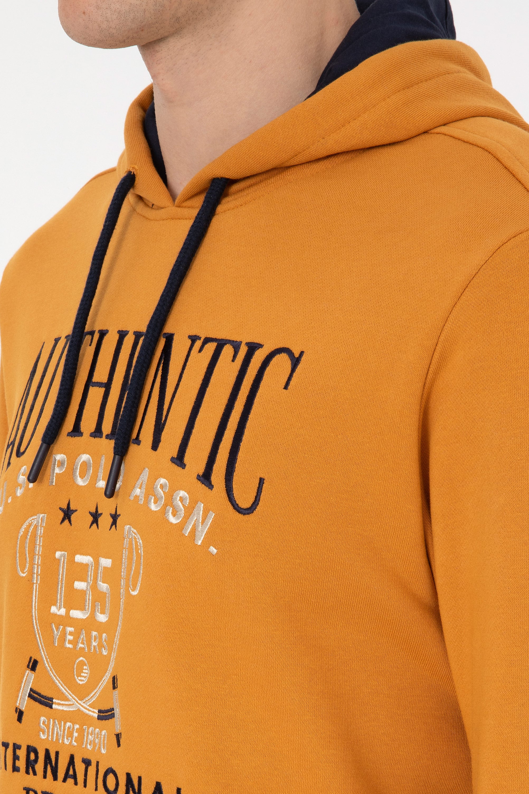 Erkek Regular Fit Kapüşonlu Hardal Sweatshirt