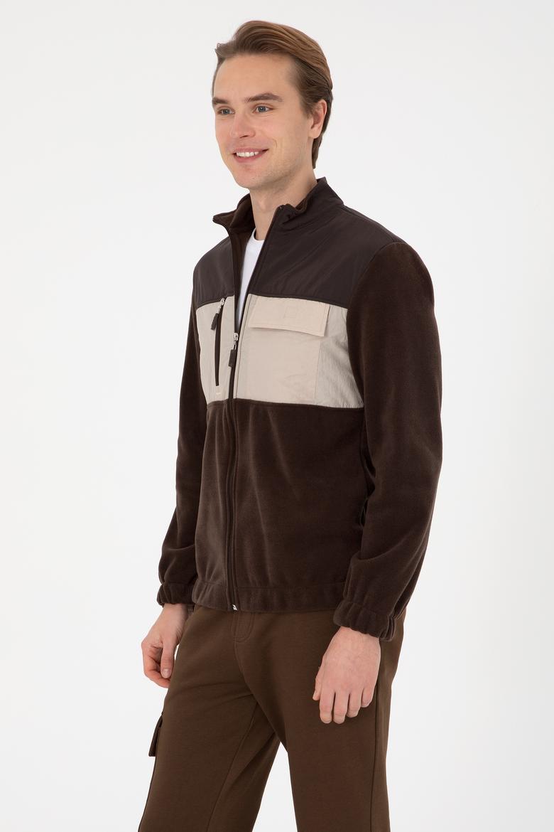 Erkek Koyu Kahverengi Örme Hırka - 50309977056