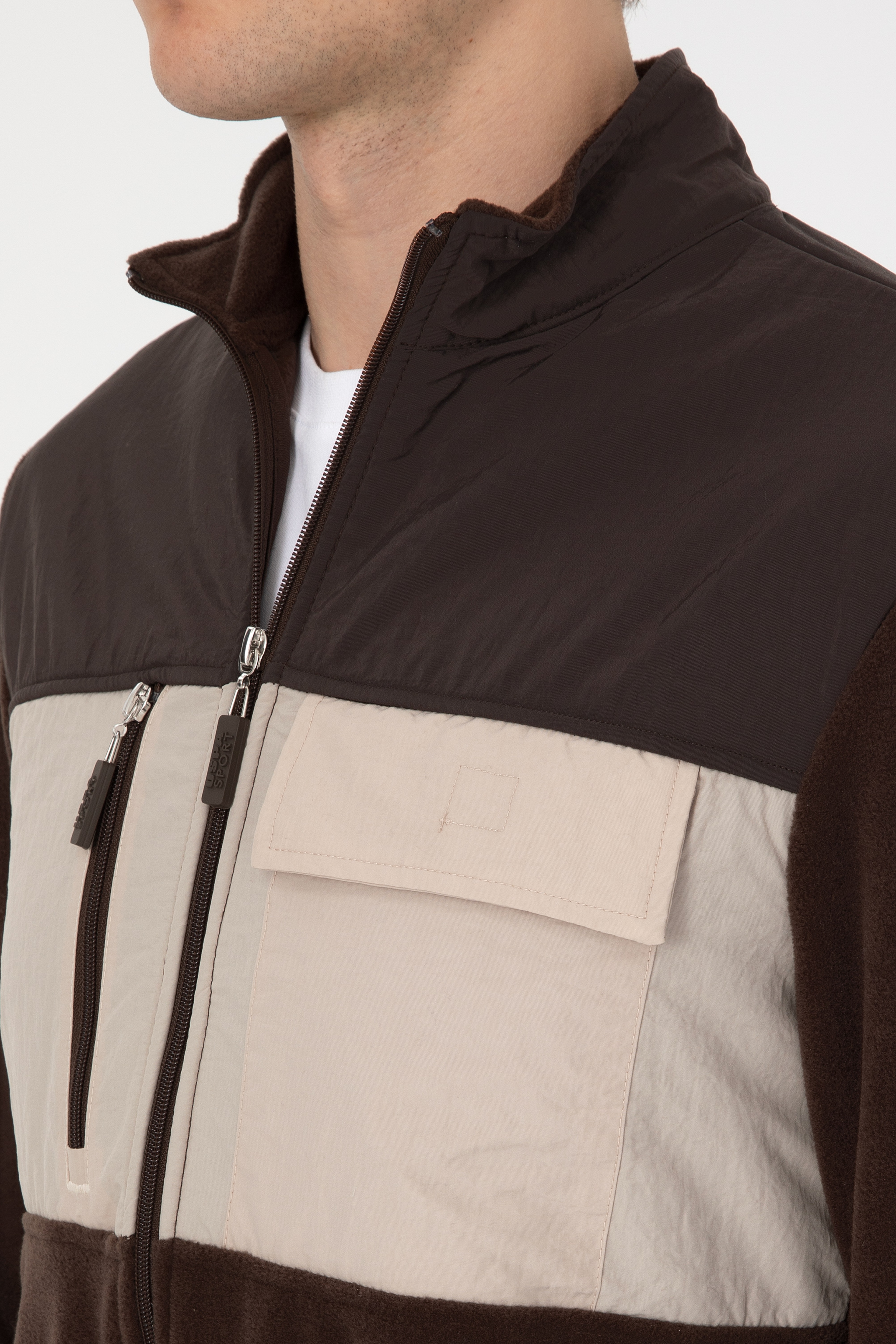 Erkek Regular Fit Koyu Kahverengi Fermuarlı Örme Hırka - Image 7