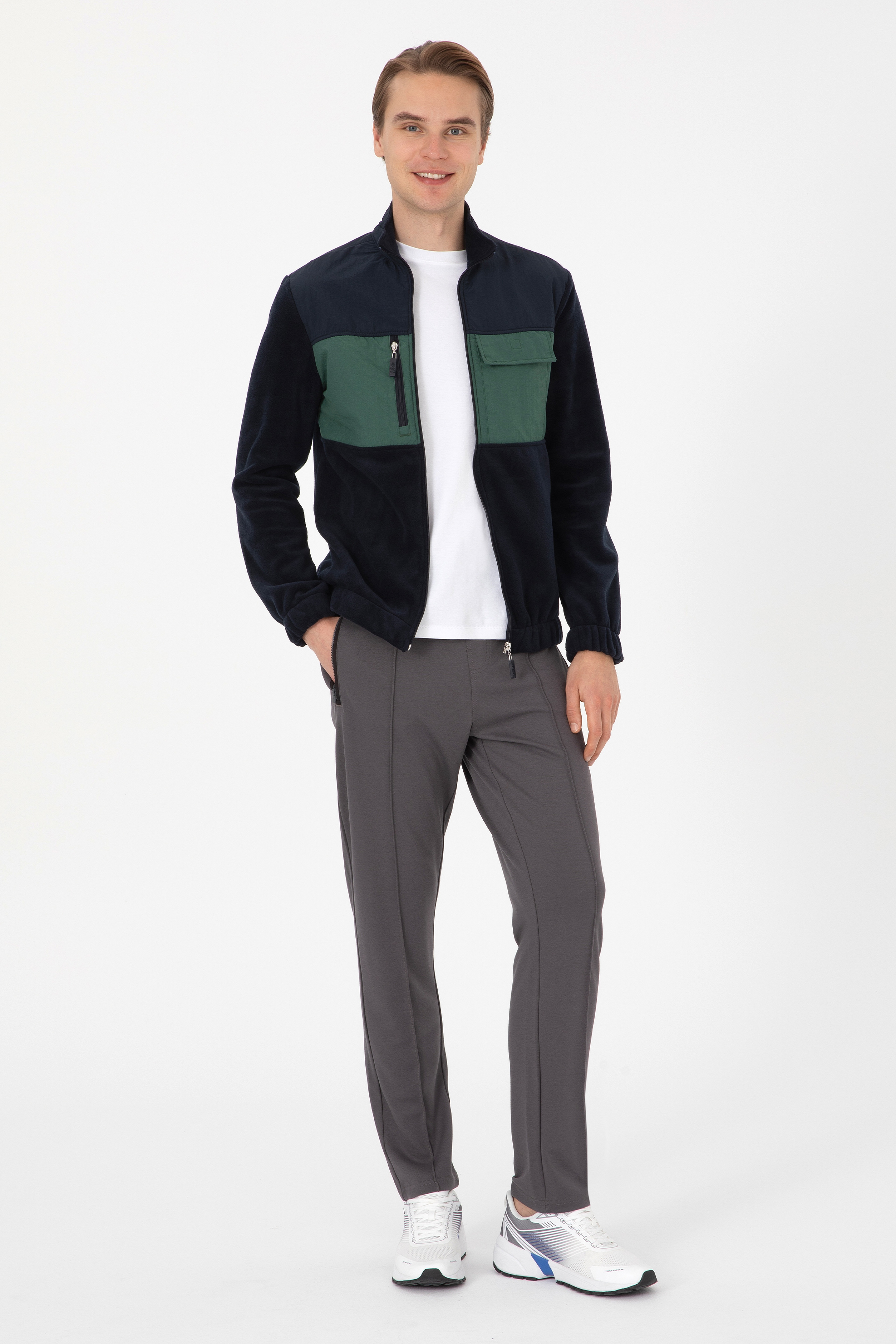 Erkek Regular Fit Lacivert Fermuarlı Örme Hırka - Image 4