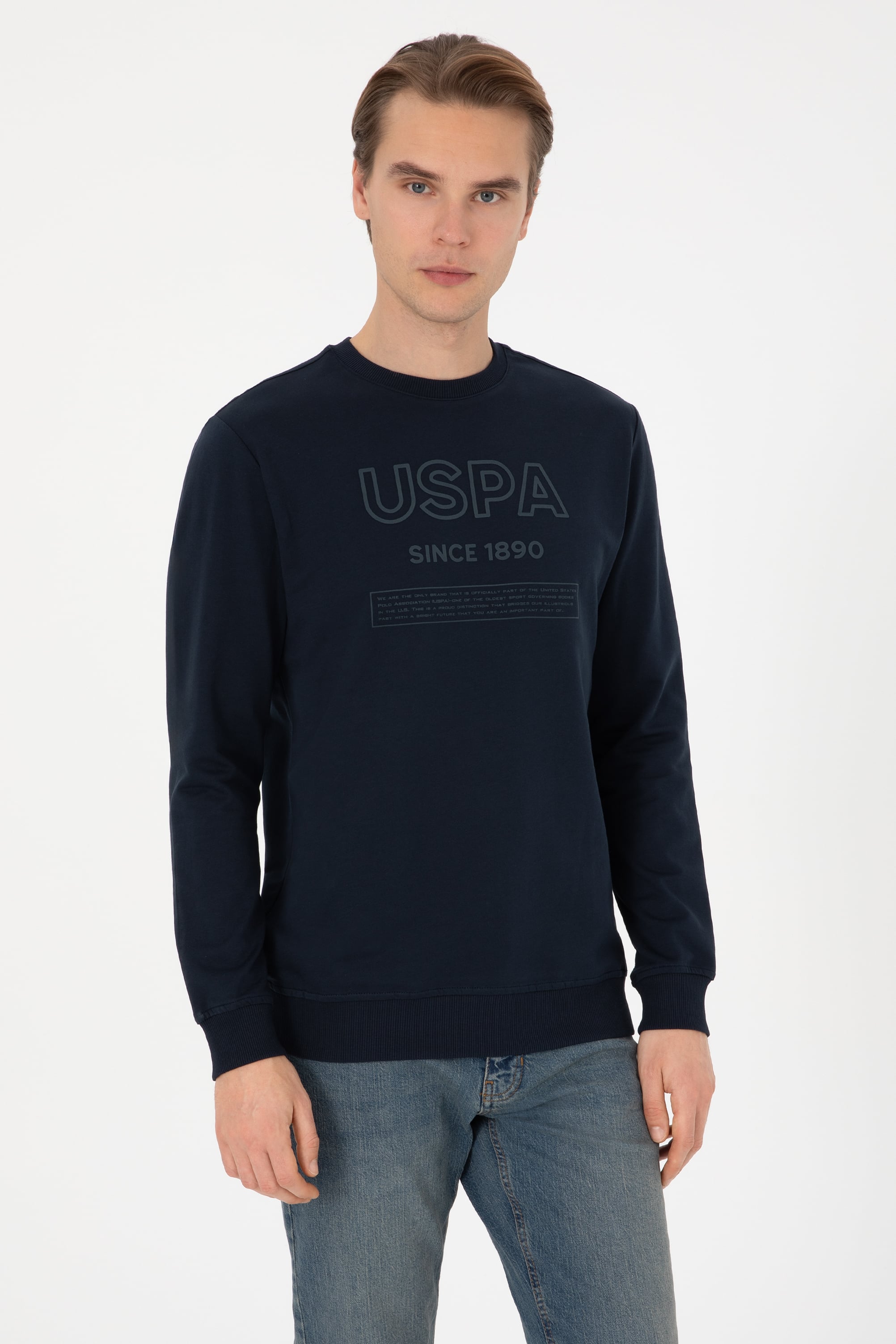 Erkek Regular Fit Bisiklet Yaka Lacivert Sweatshirt - Image 1