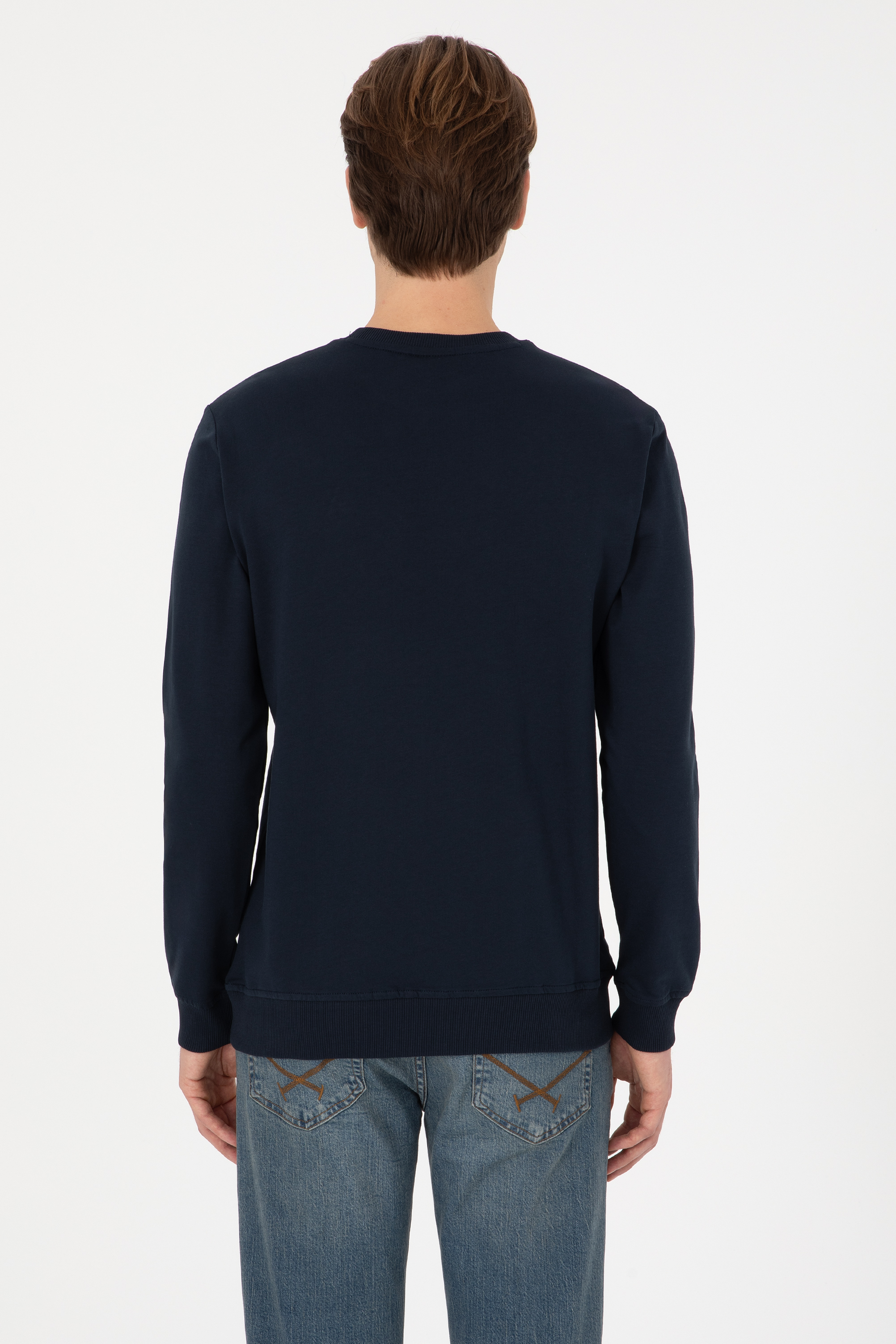 Erkek Regular Fit Bisiklet Yaka Lacivert Sweatshirt - Image 5