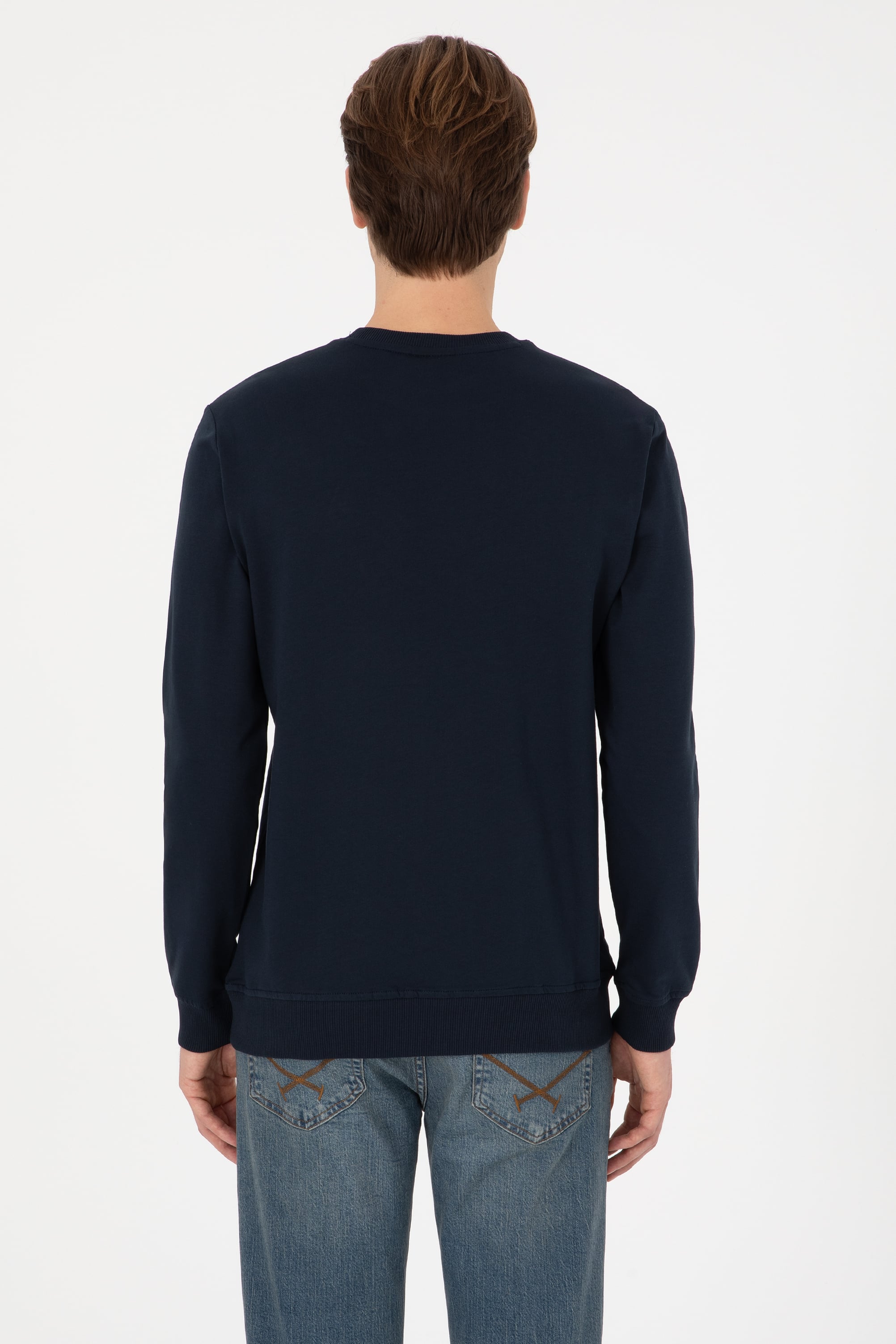 Erkek Regular Fit Bisiklet Yaka Lacivert Sweatshirt