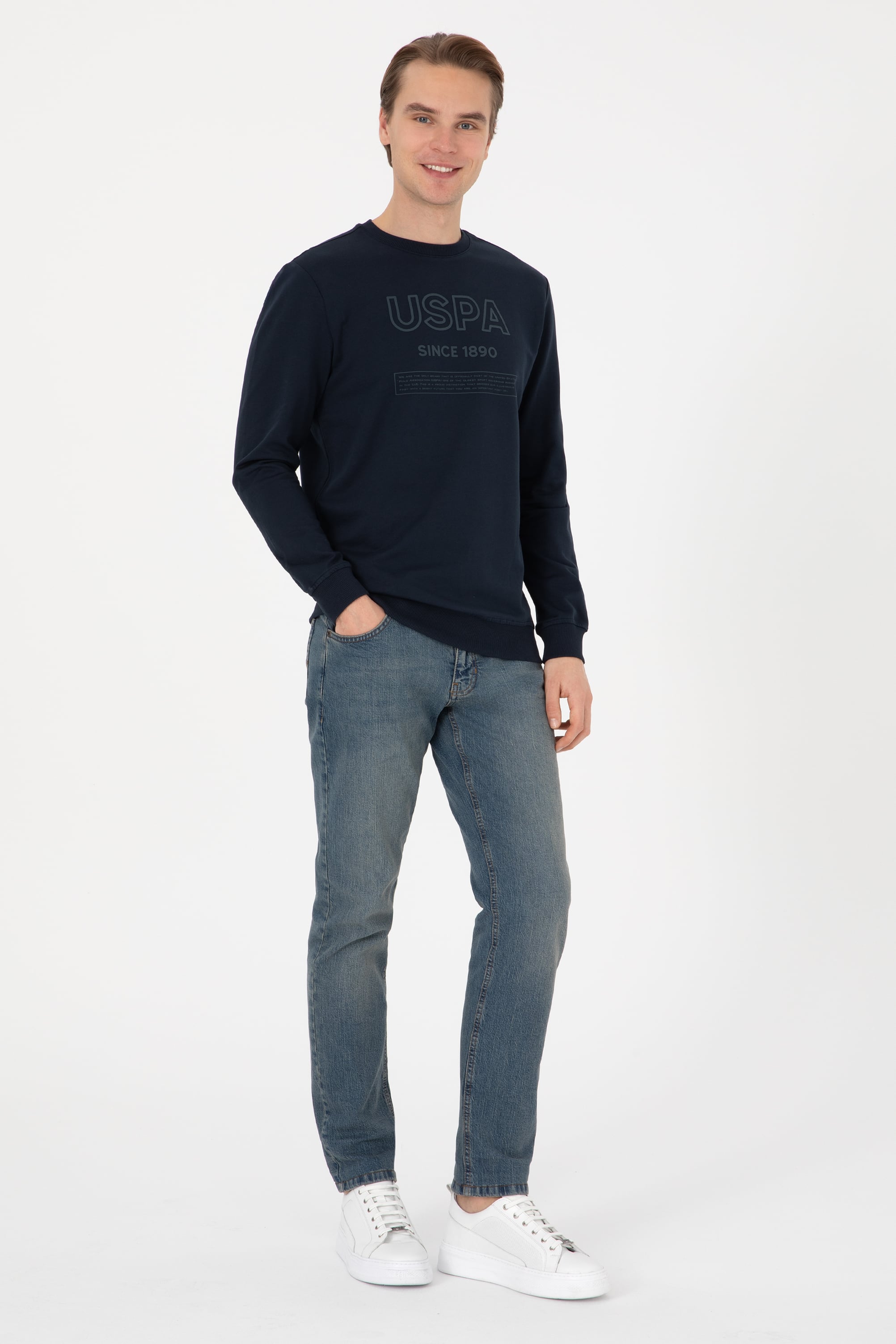 Erkek Regular Fit Bisiklet Yaka Lacivert Sweatshirt