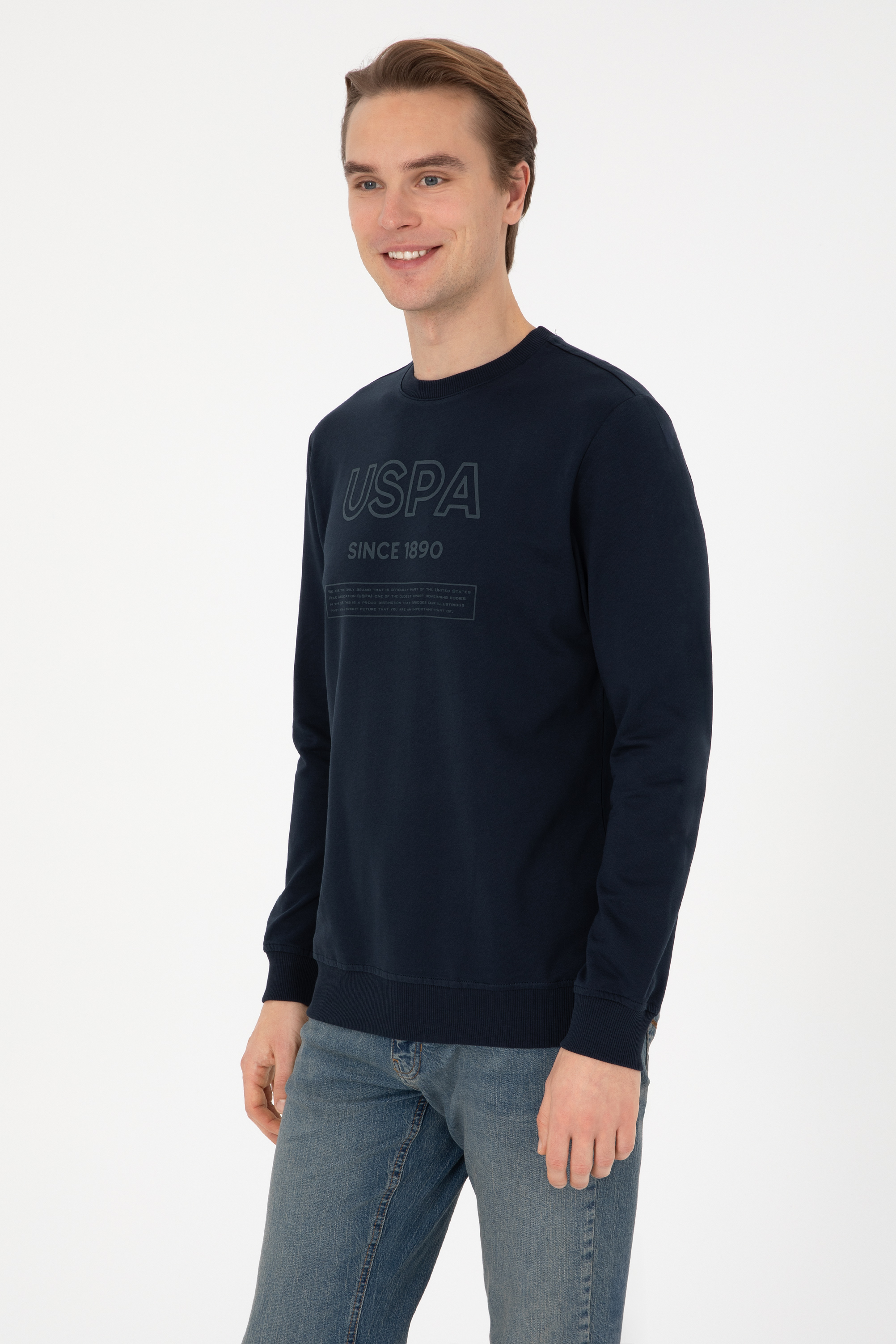 Erkek Regular Fit Bisiklet Yaka Lacivert Sweatshirt - Image 3