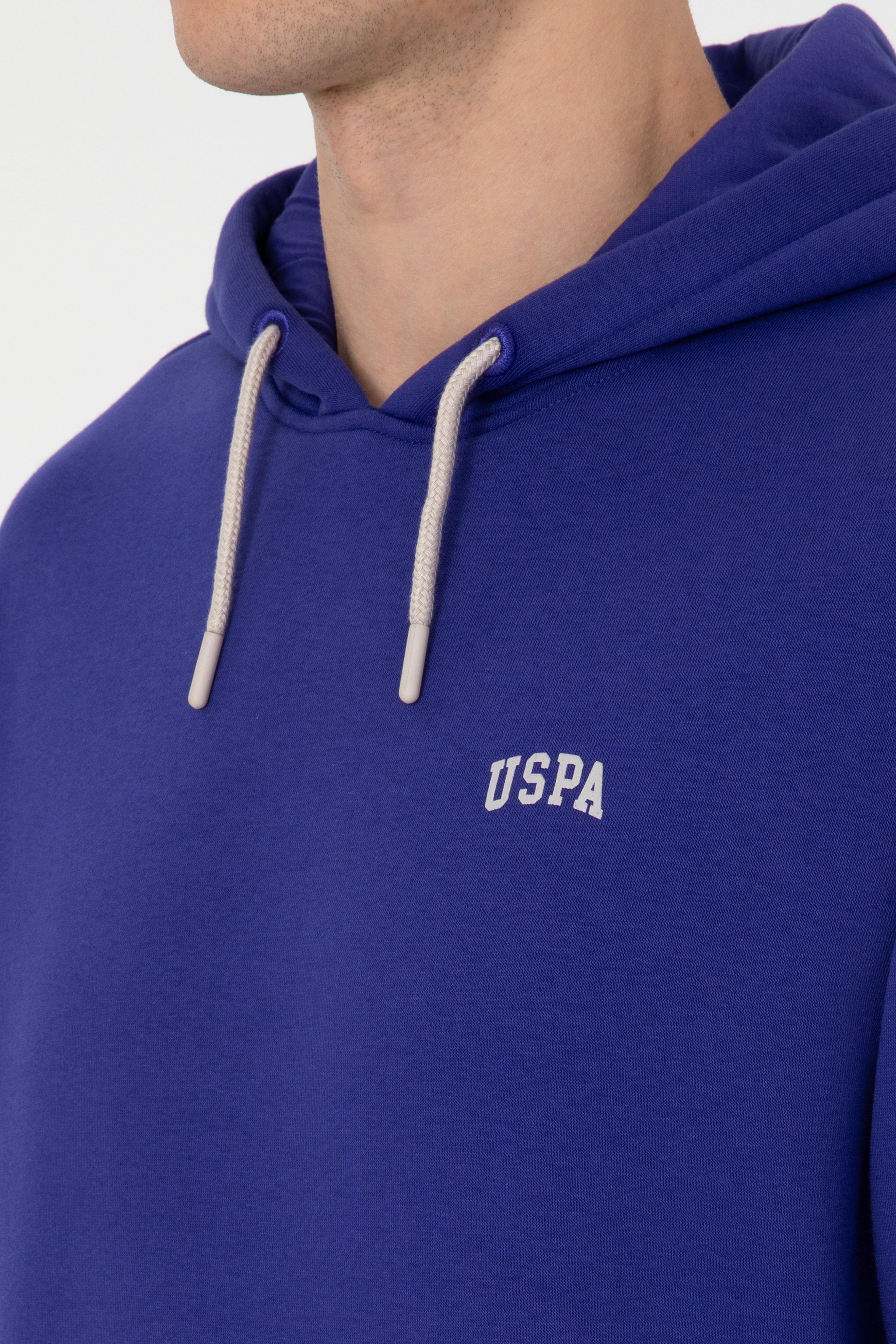 Erkek Mor Oversize Fit Kapüşonlu Şardonlu Basic Sweatshirt