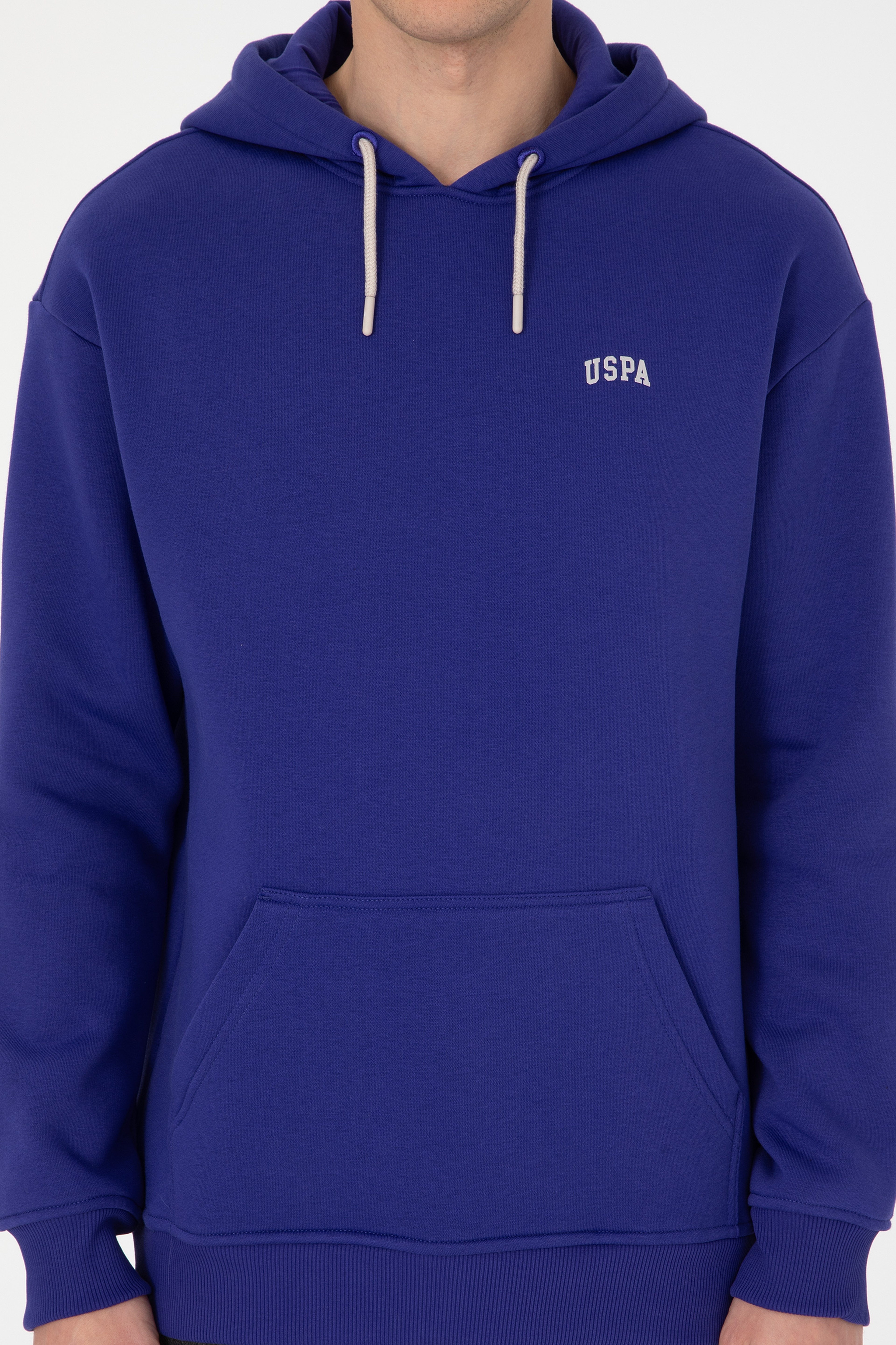 Erkek Mor Oversize Fit Kapüşonlu Şardonlu Basic Sweatshirt - Image 6