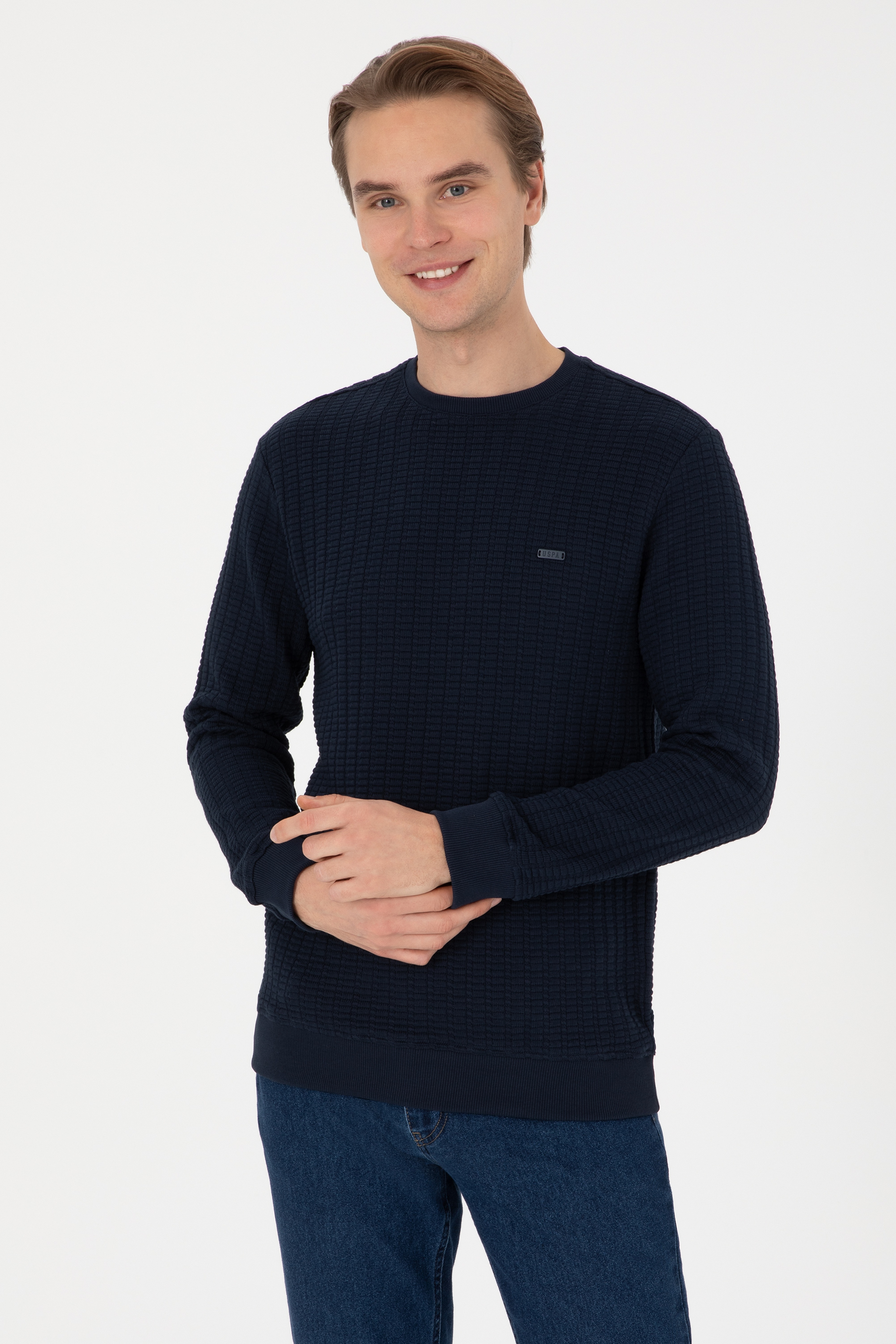 Erkek Regular Fit Bisiklet Yaka Lacivert Sweatshirt - Image 3
