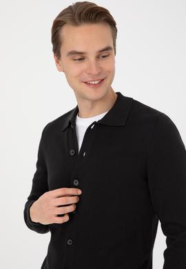 Erkek Siyah Basic Triko Hırka - 50313690050