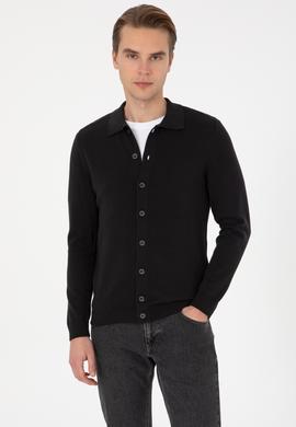 Erkek Siyah Basic Triko Hırka - 50313690050