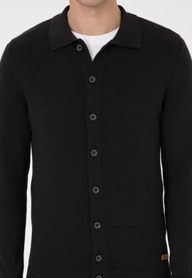 Erkek Siyah Basic Triko Hırka - 50313690050