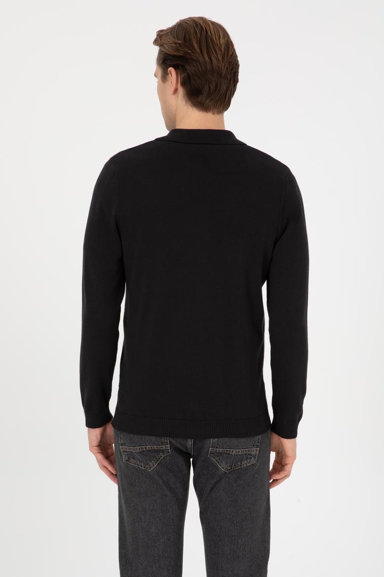 Erkek Siyah Basic Triko Hırka - 50313690050