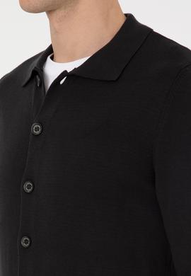 Erkek Siyah Basic Triko Hırka - 50313690050