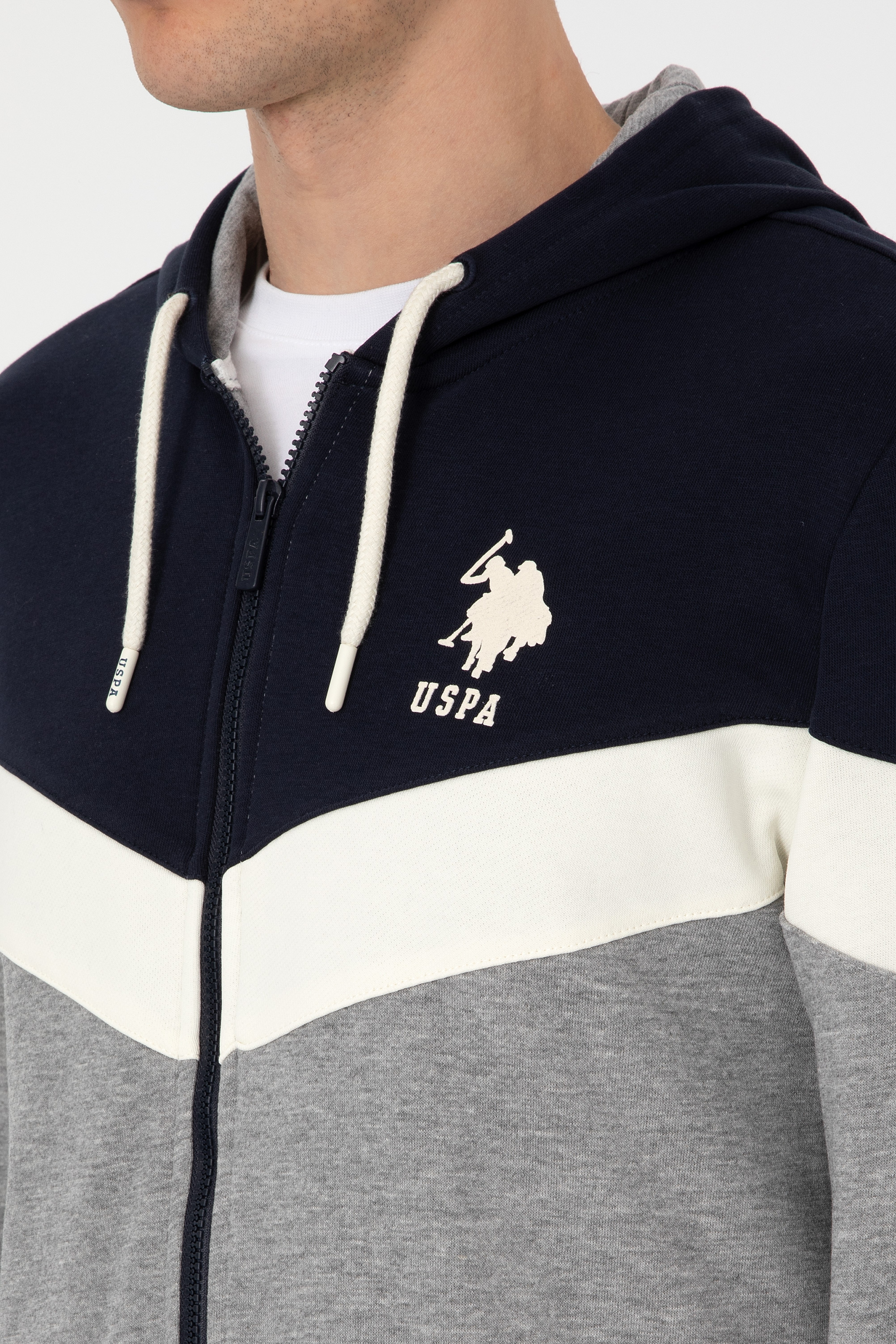 Erkek Gri Melanj Comfort Fit Kapüşonlu Örme Hırka - Image 7