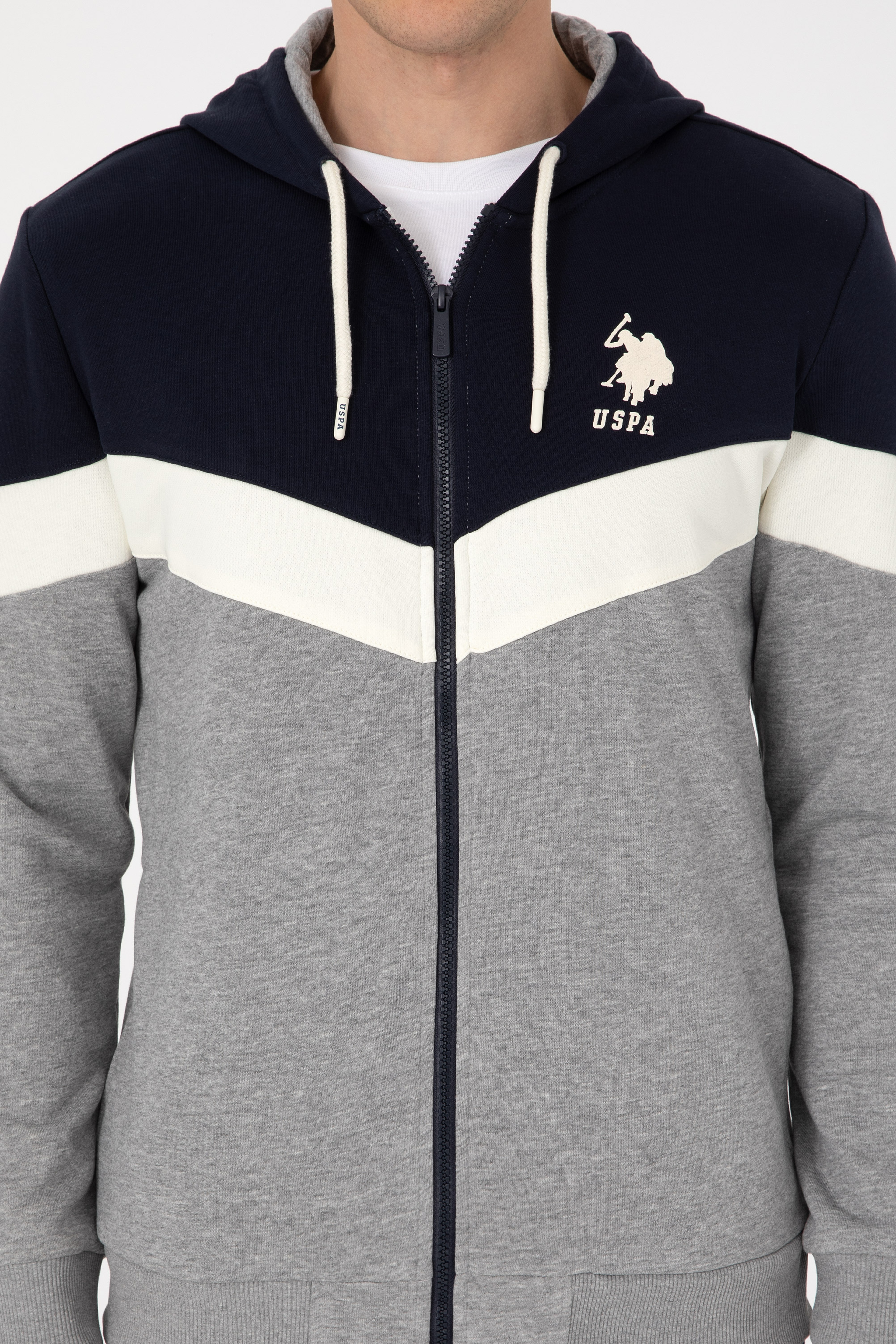Erkek Gri Melanj Comfort Fit Kapüşonlu Örme Hırka