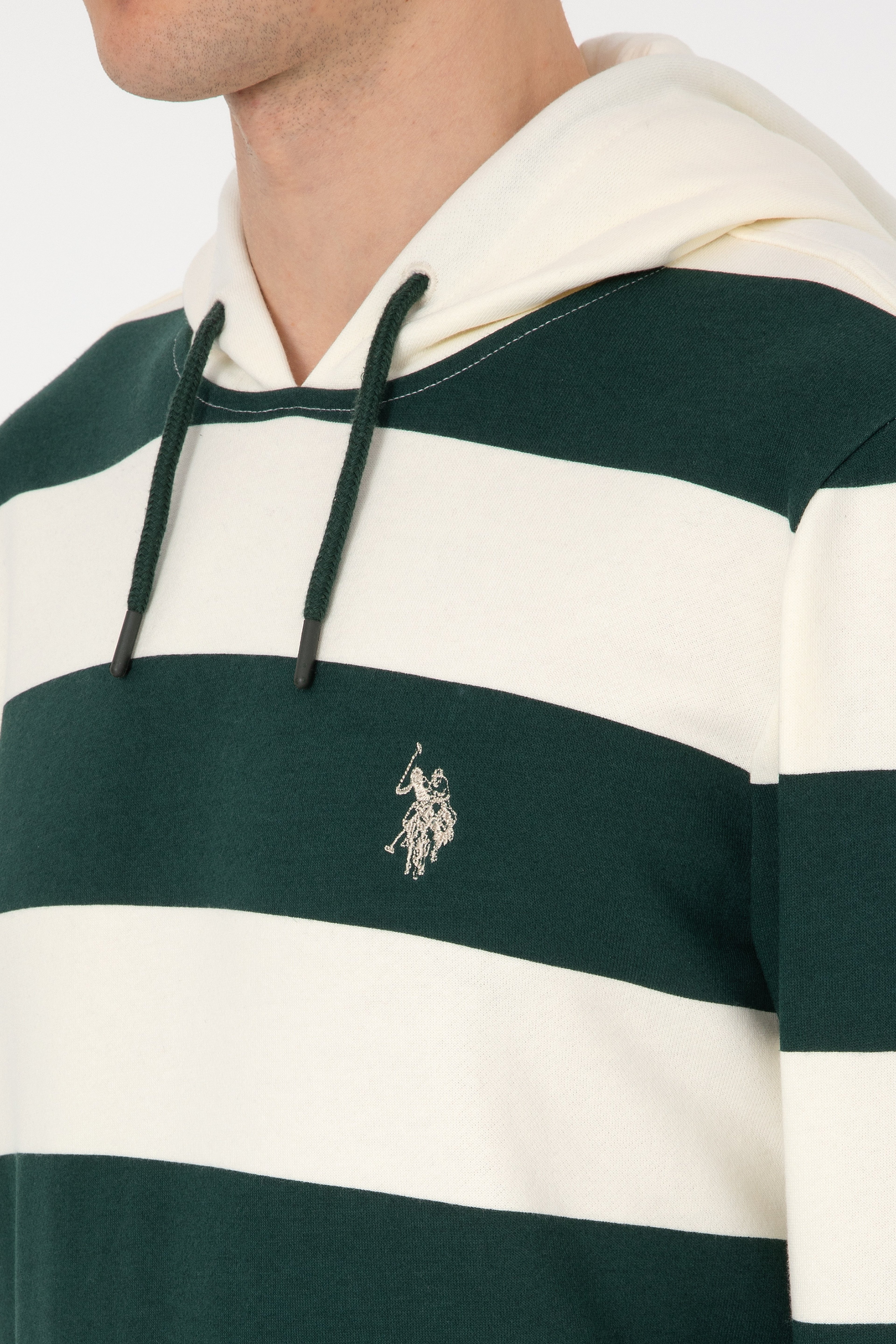 Erkek Regular Fit Kapüşonlu Koyu Yeşil Sweatshirt