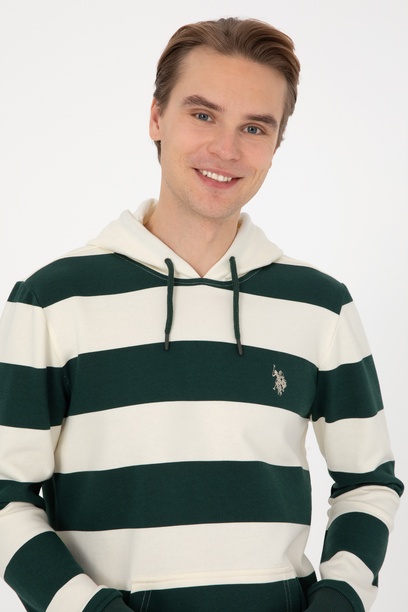 Erkek Regular Fit Kapüşonlu Koyu Yeşil Sweatshirt