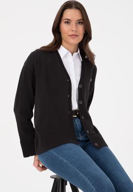 Kadın Siyah Triko Hırka - 50317680008